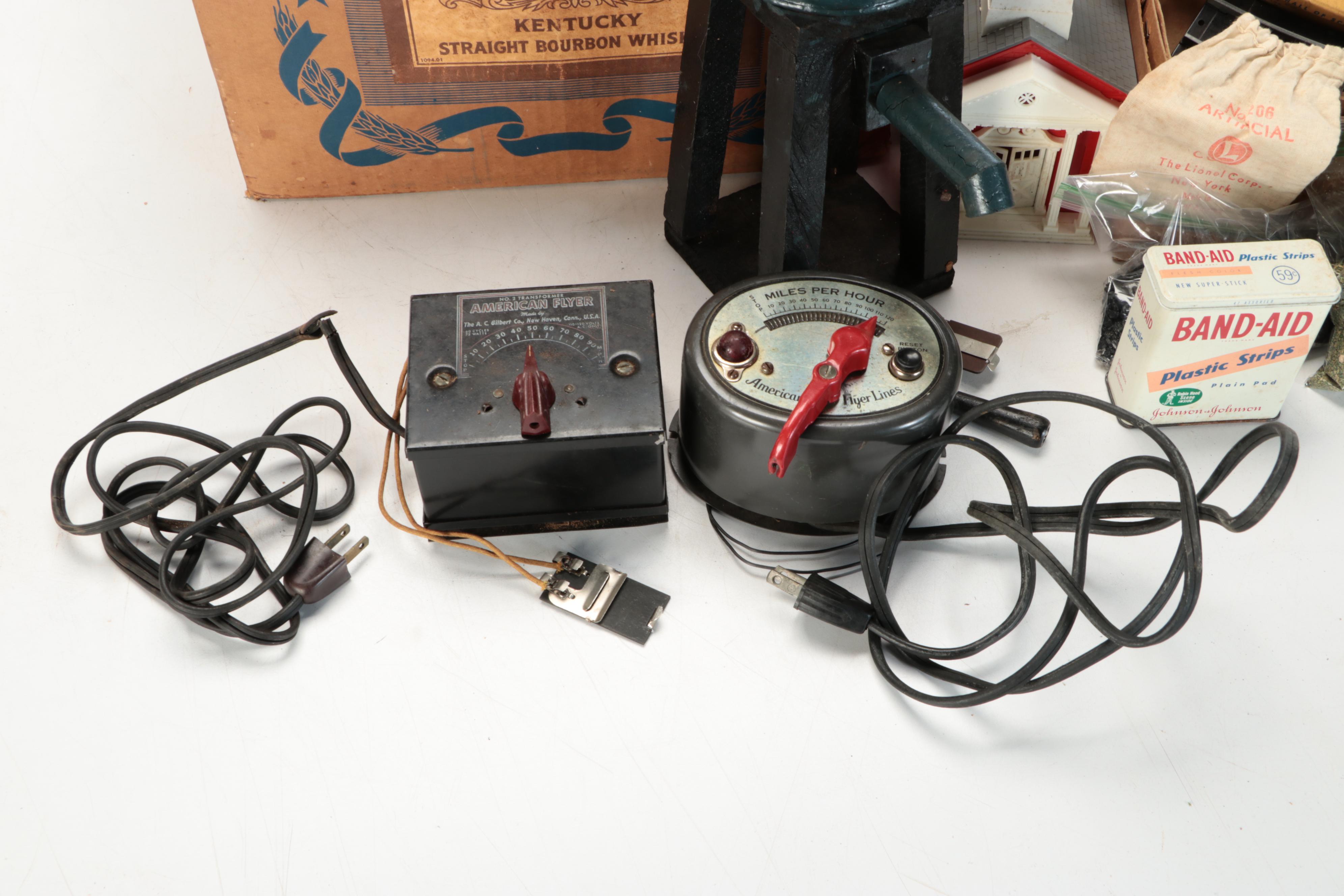 American Flyer Locomotive with Train Cars, Buildings and Accessories