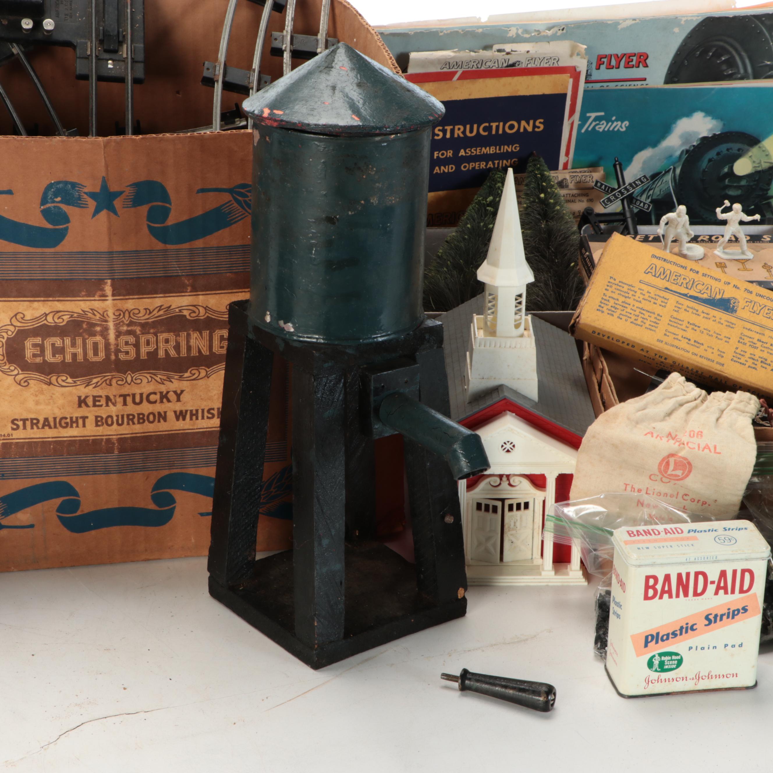 American Flyer Locomotive with Train Cars, Buildings and Accessories