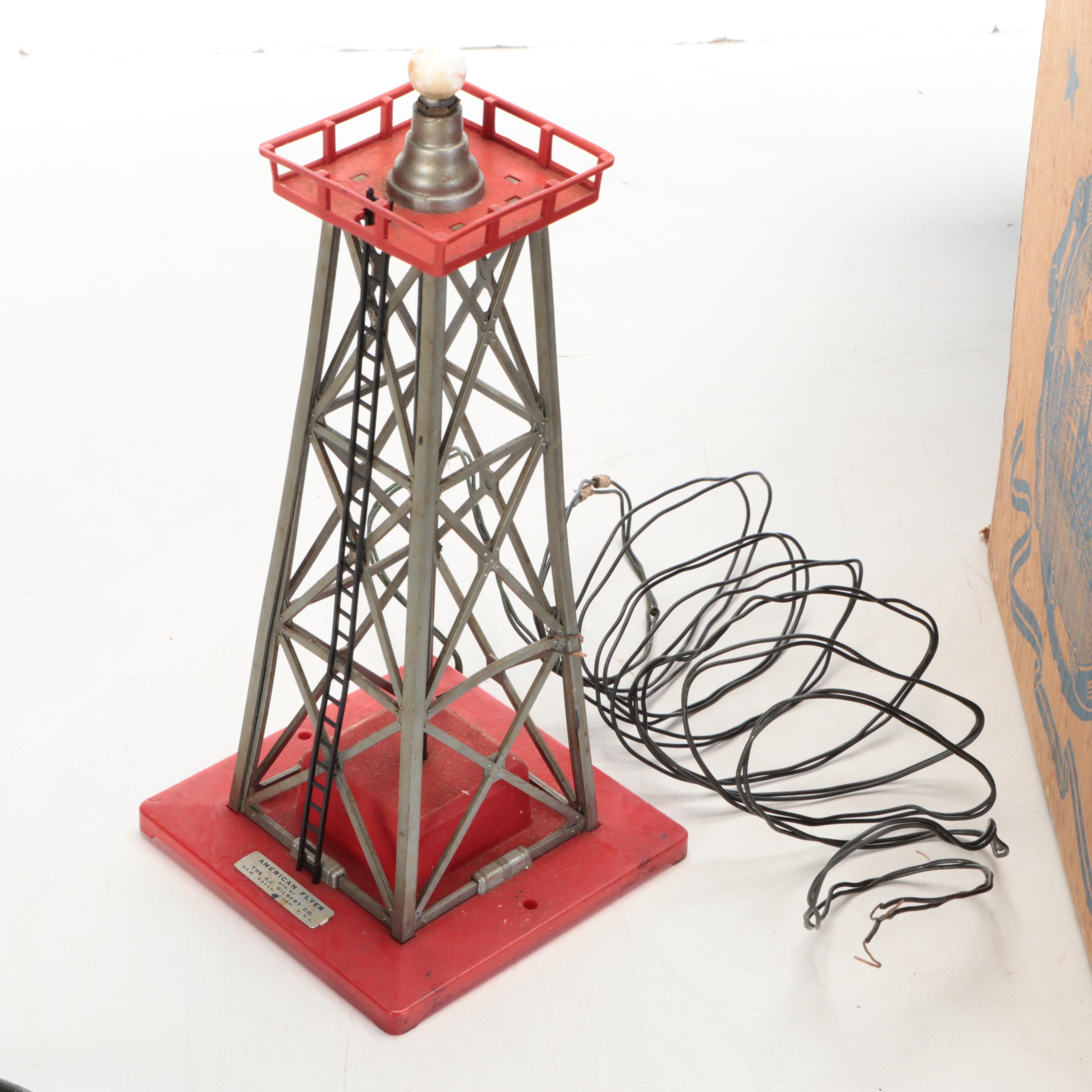 American Flyer Locomotive with Train Cars, Buildings and Accessories