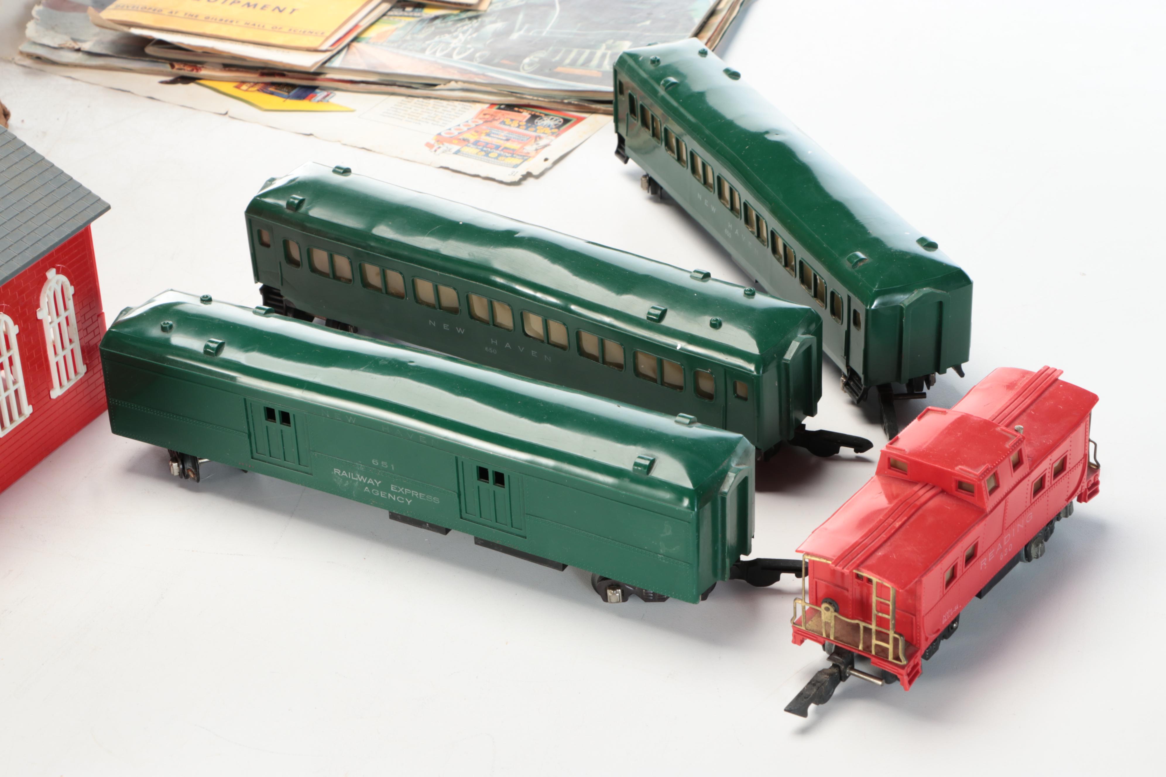 American Flyer Locomotive with Train Cars, Buildings and Accessories