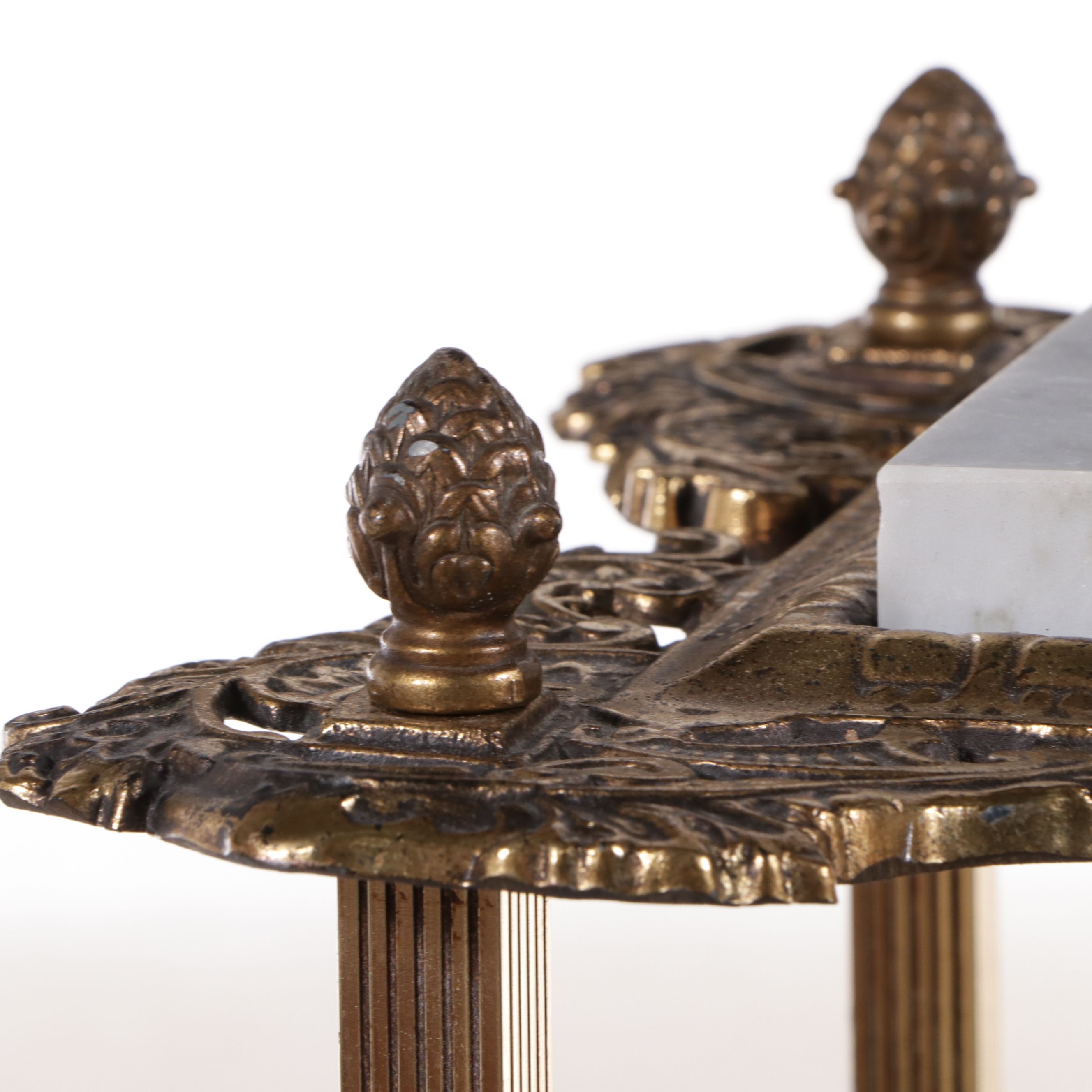 Pair of Victorian Style Three-Tier Brass and Marble Stands, Mid to Late 20th C.