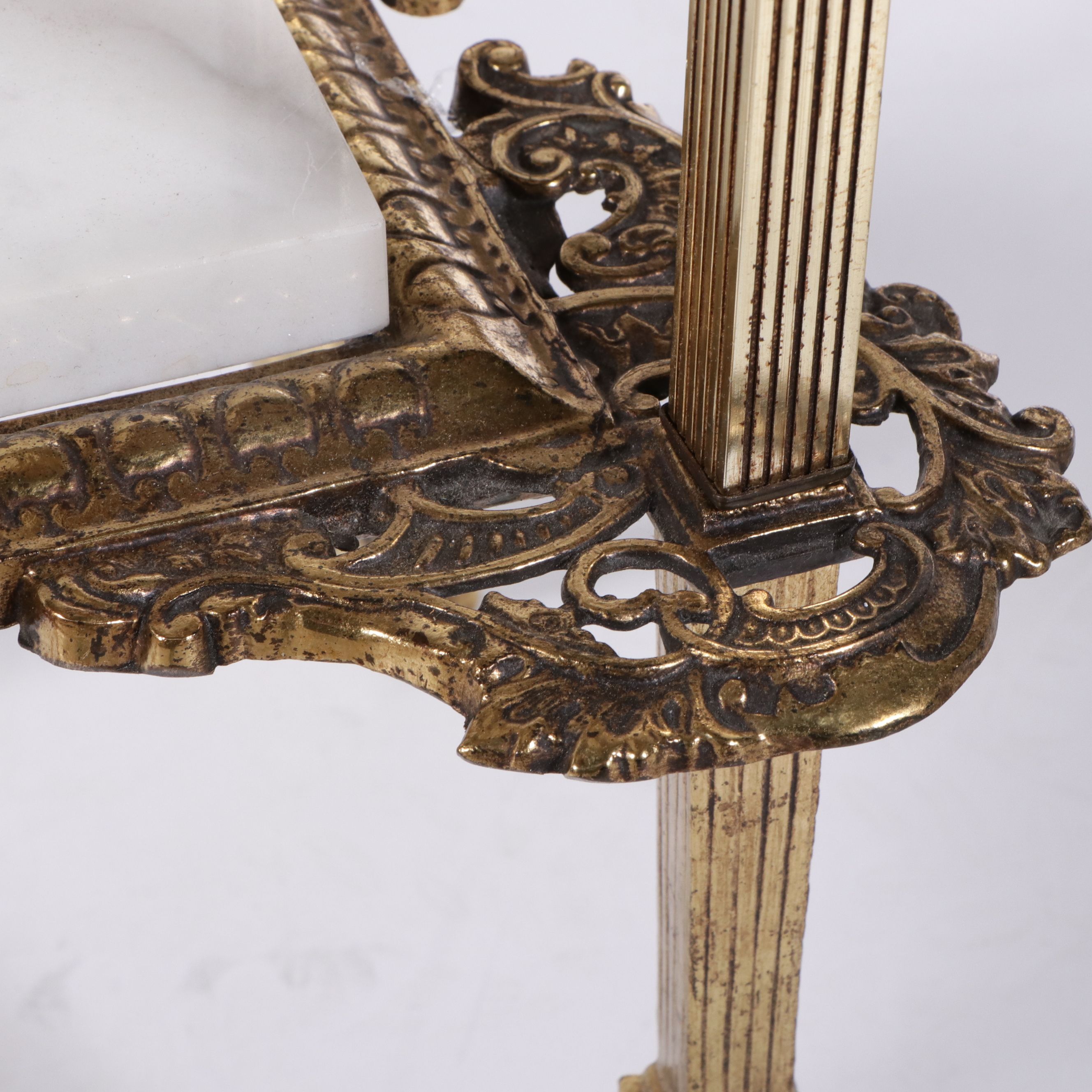 Pair of Victorian Style Three-Tier Brass and Marble Stands, Mid to Late 20th C.