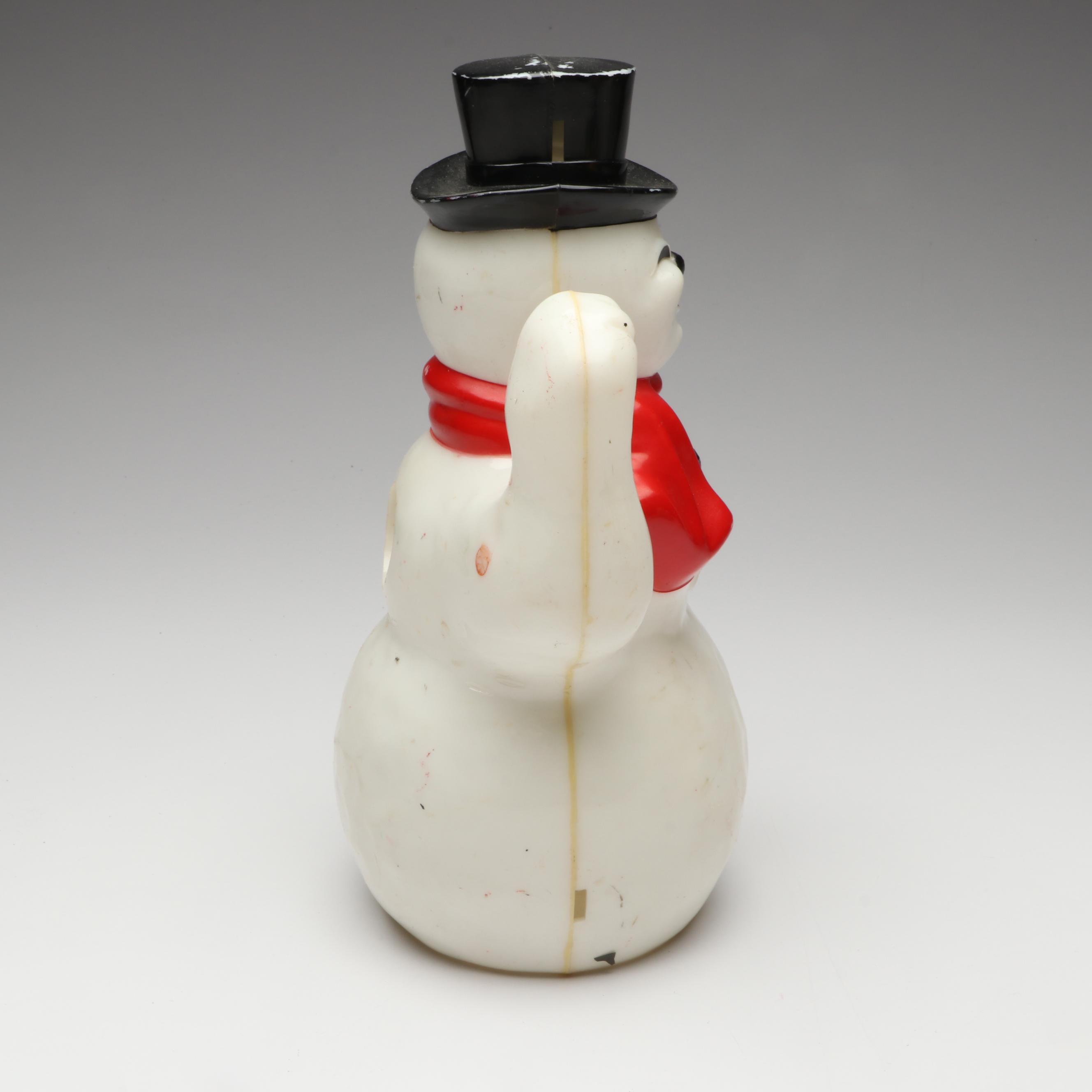 Santa Claus and Snowman Plastic Blow Mold Figures, Mid to Late 20th Century