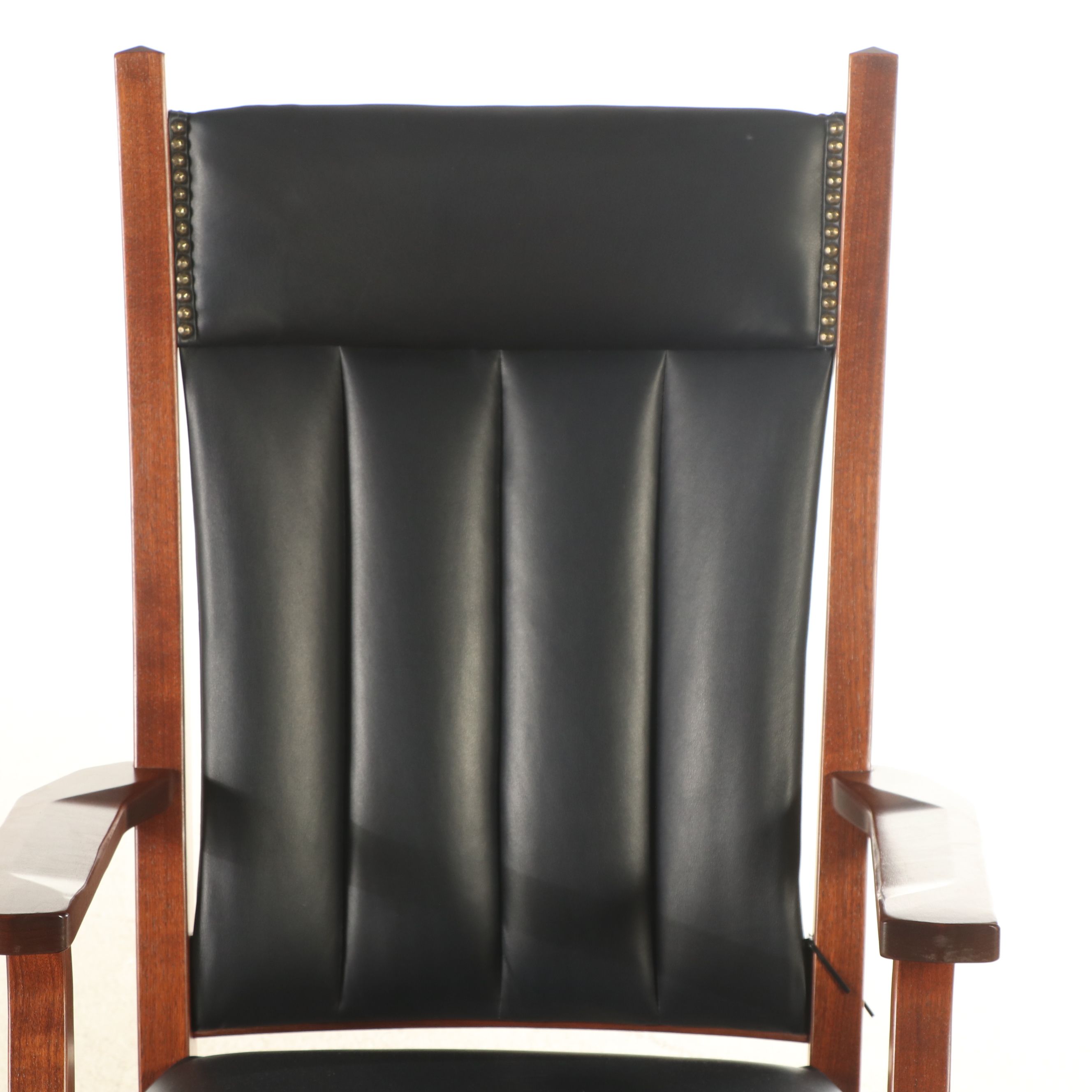 Buckeye Rocker Craftsman Style Bench-Made Walnut and Leather Swivel Glider Chair