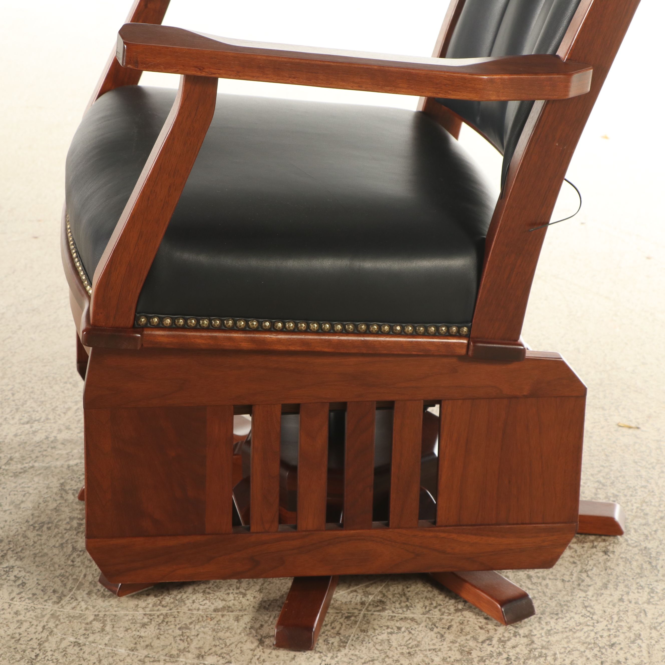 Buckeye Rocker Craftsman Style Bench-Made Walnut and Leather Swivel Glider Chair