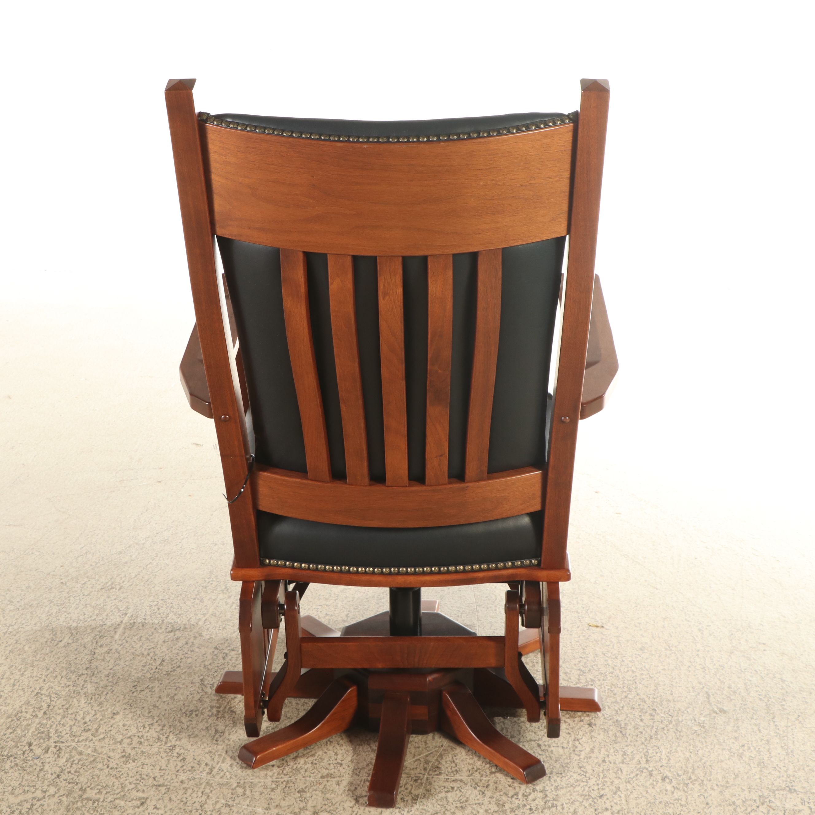 Buckeye Rocker Craftsman Style Bench-Made Walnut and Leather Swivel Glider Chair