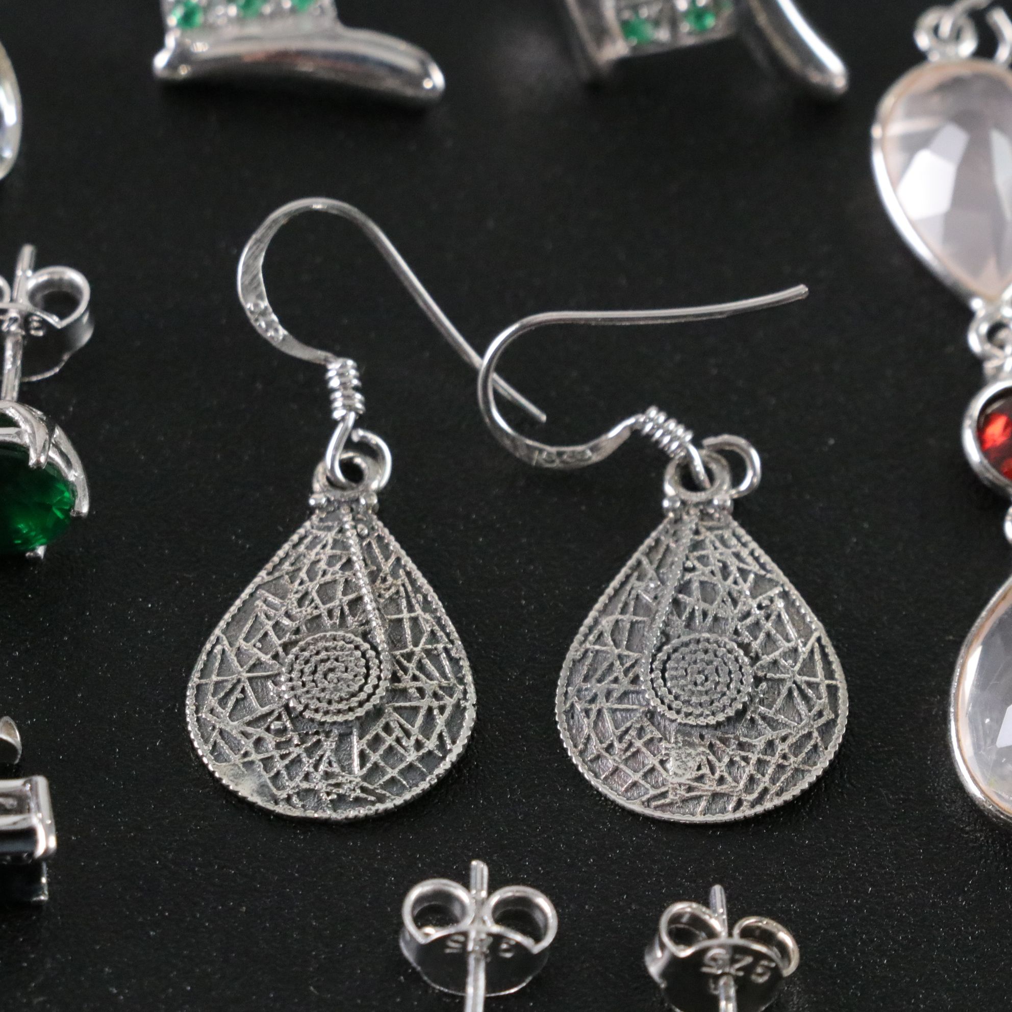 14 Assorted Sterling Silver Rings, Necklaces and Earrings