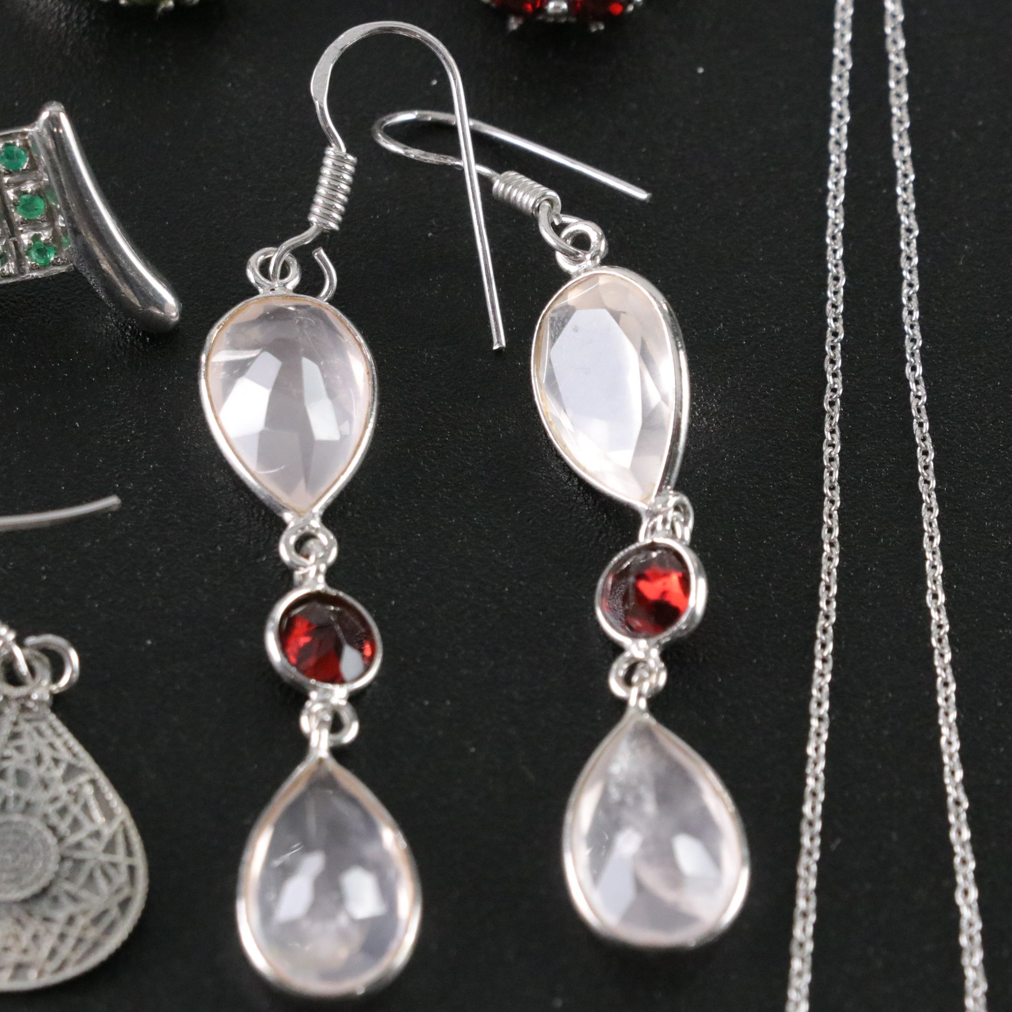 14 Assorted Sterling Silver Rings, Necklaces and Earrings