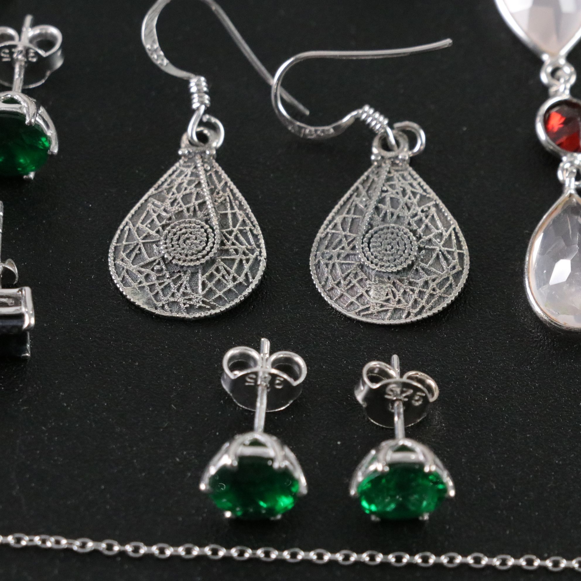 14 Assorted Sterling Silver Rings, Necklaces and Earrings