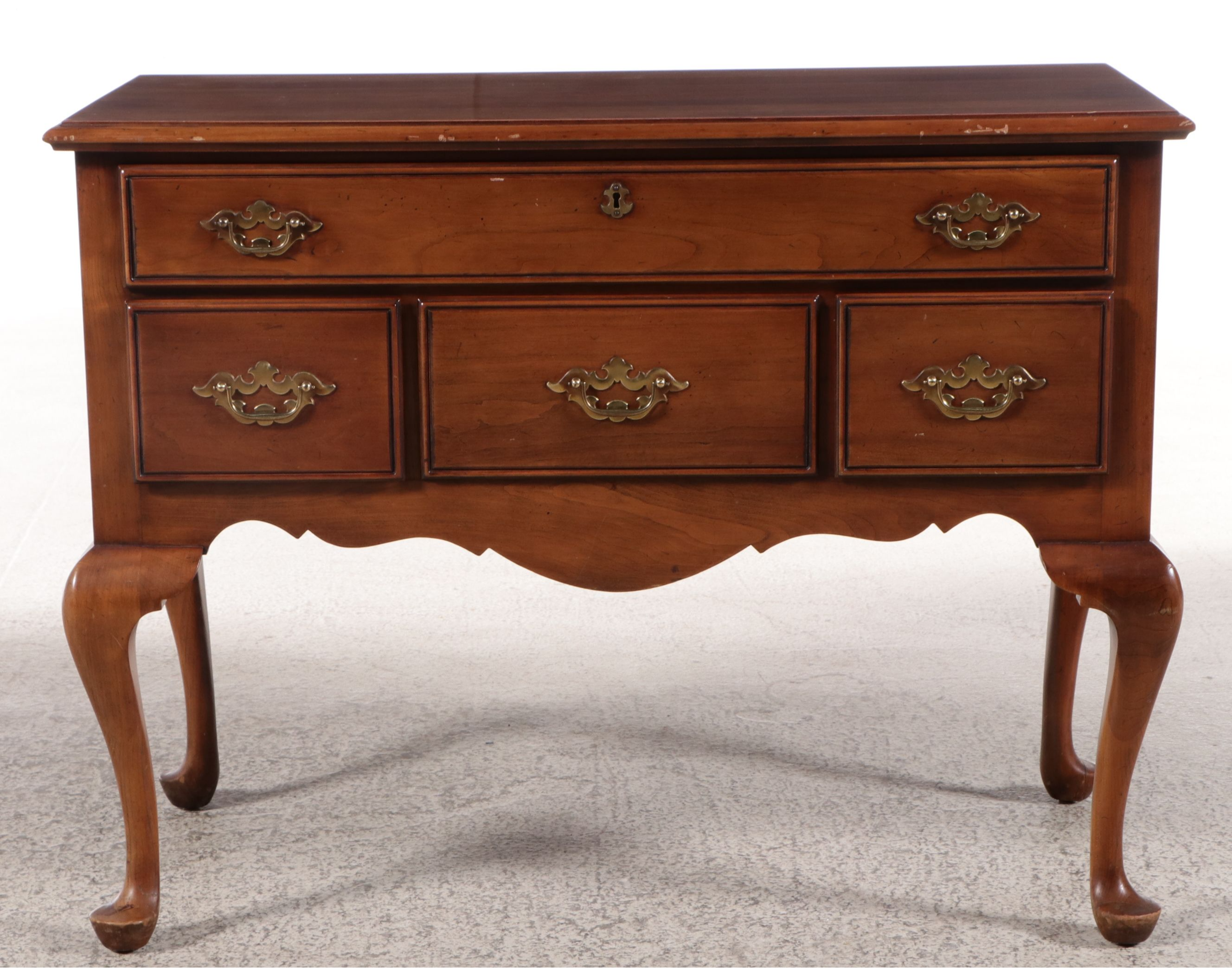 Queen Anne Style Cherry Finish Low Boy