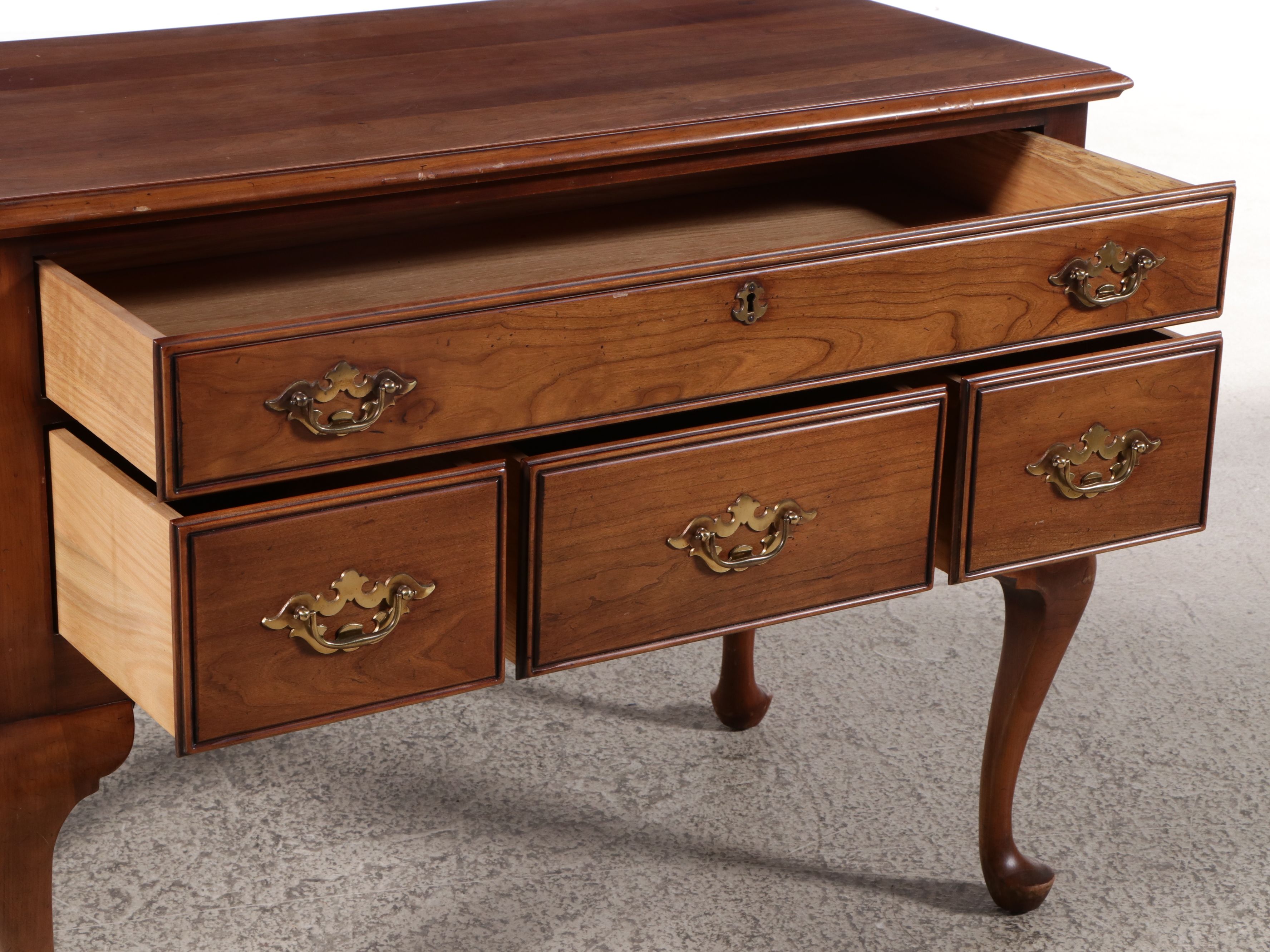 Queen Anne Style Cherry Finish Low Boy