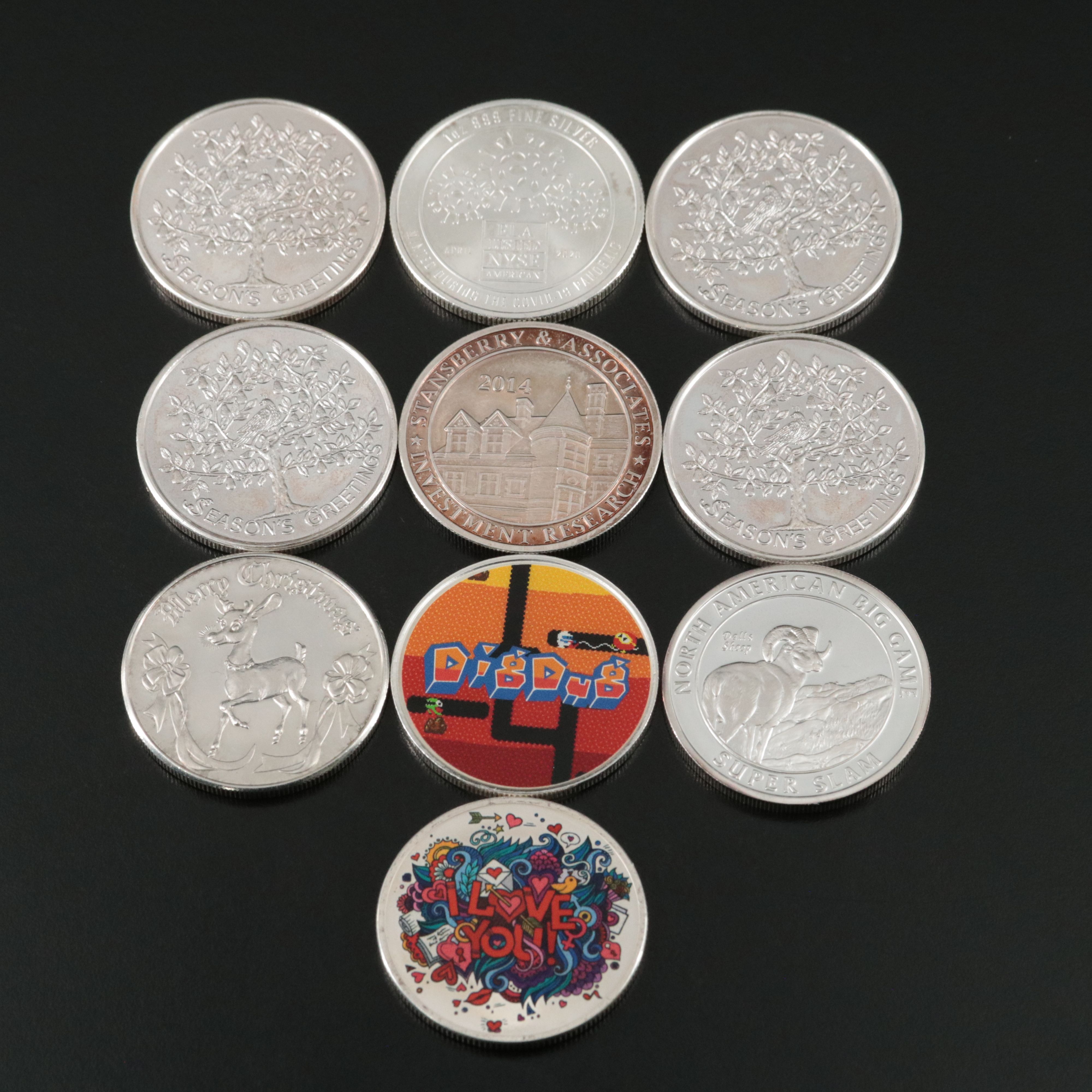 Ten One-Ounce Fine Silver Rounds
