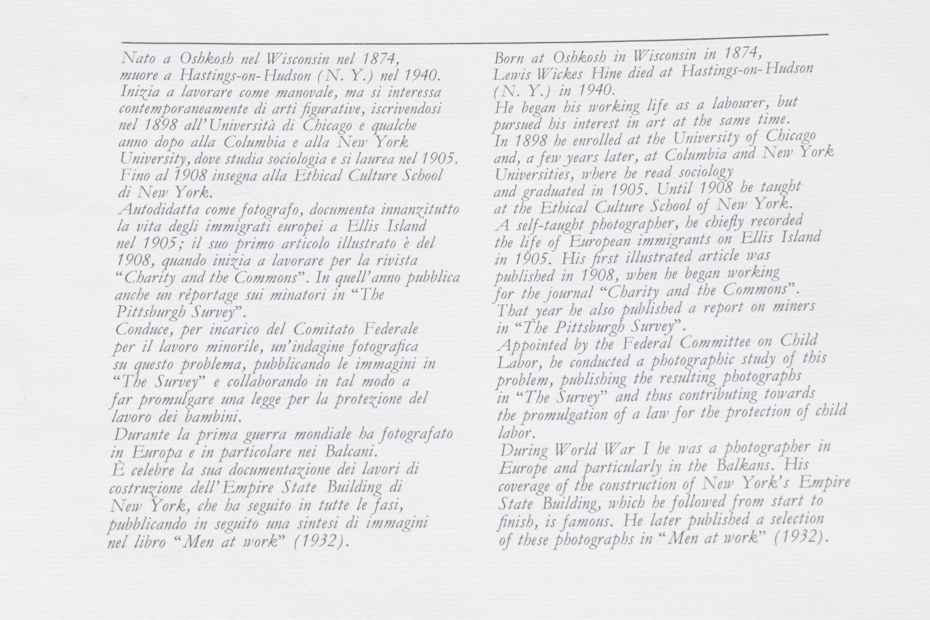 Lewis W. Hine Rotogravure Photograph Portfolio "Electra Editrice" , 1979