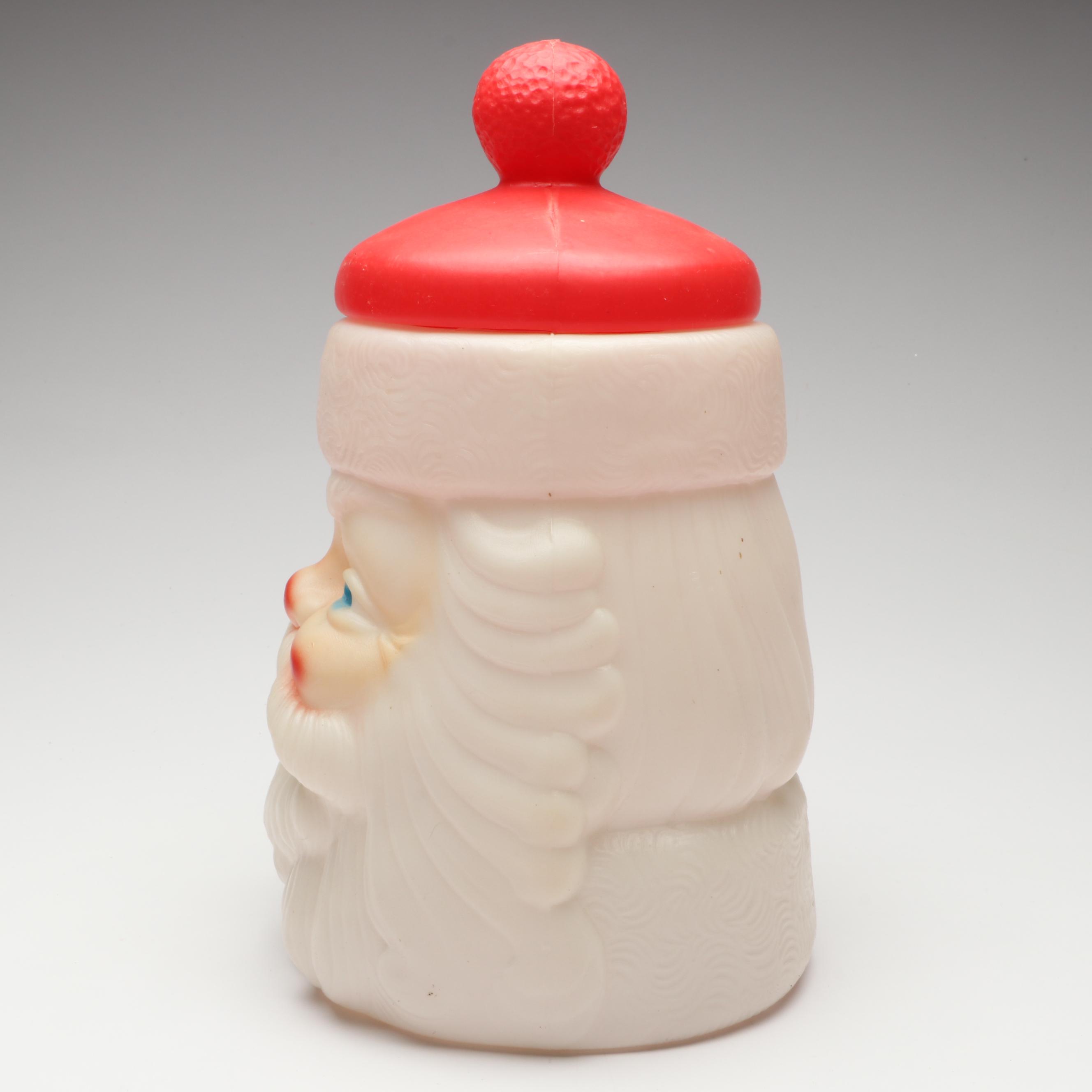 Vintage Carolina Enterprises Plastic Blow Mold Santa Claus Cookie Jar