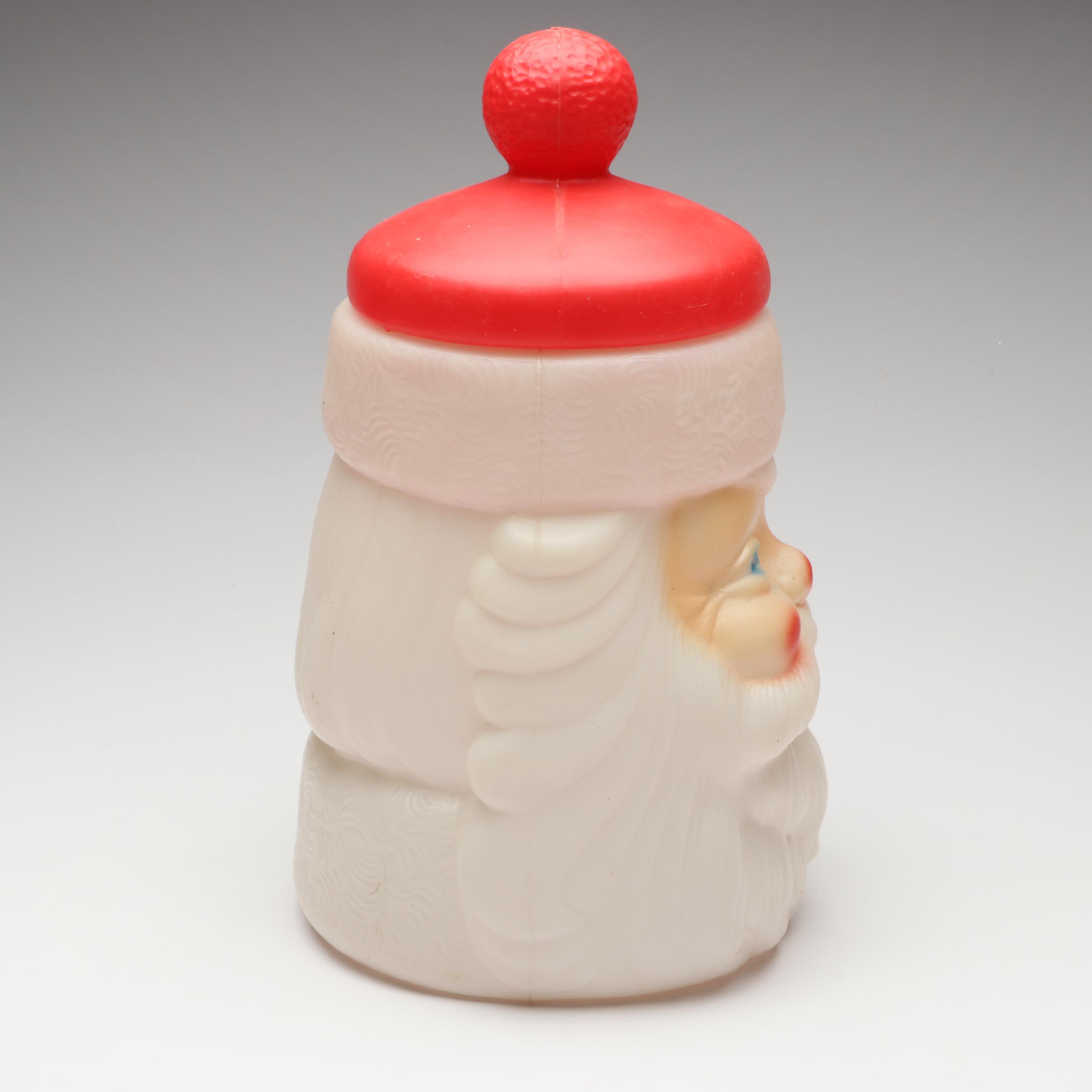 Vintage Carolina Enterprises Plastic Blow Mold Santa Claus Cookie Jar