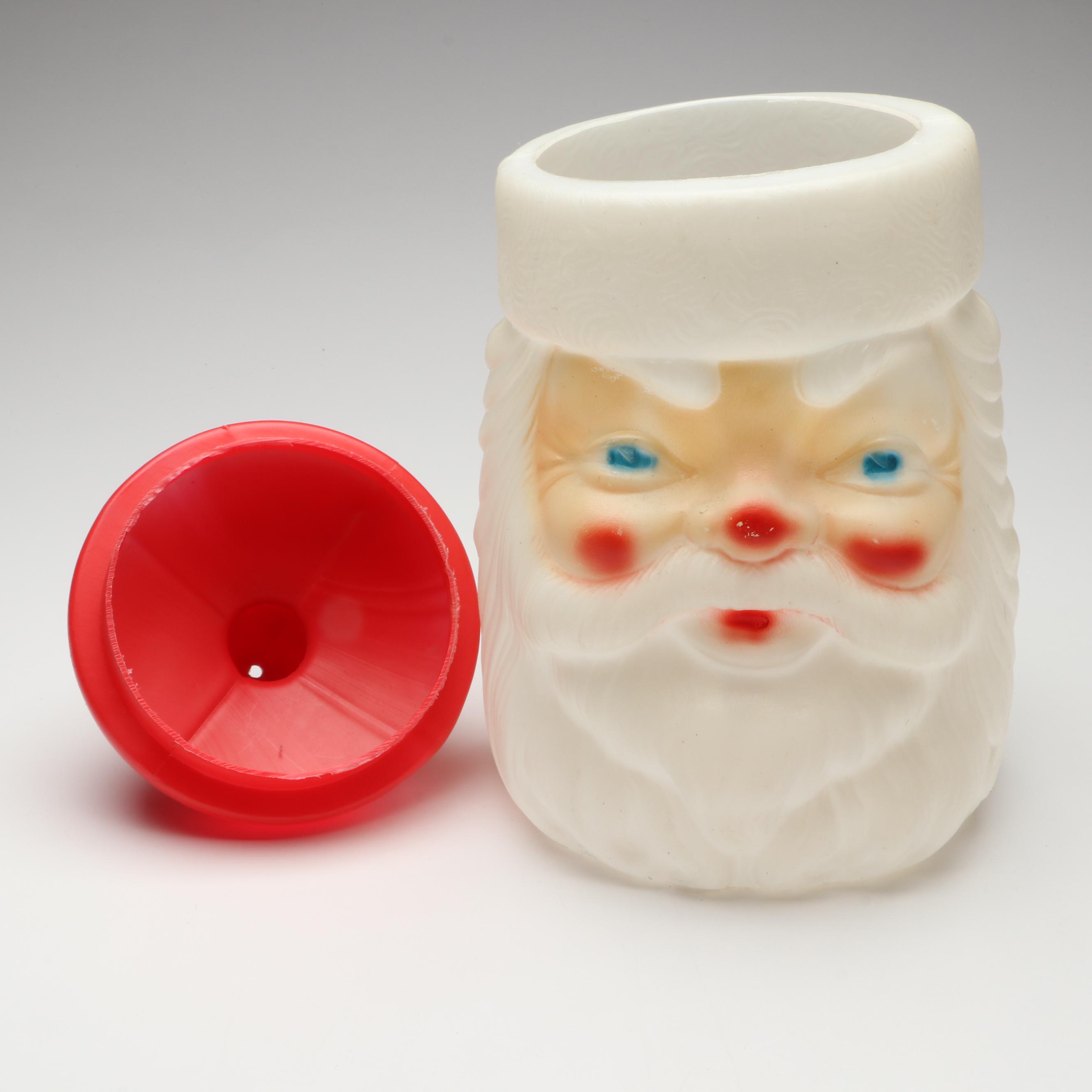 Vintage Carolina Enterprises Plastic Blow Mold Santa Claus Cookie Jar