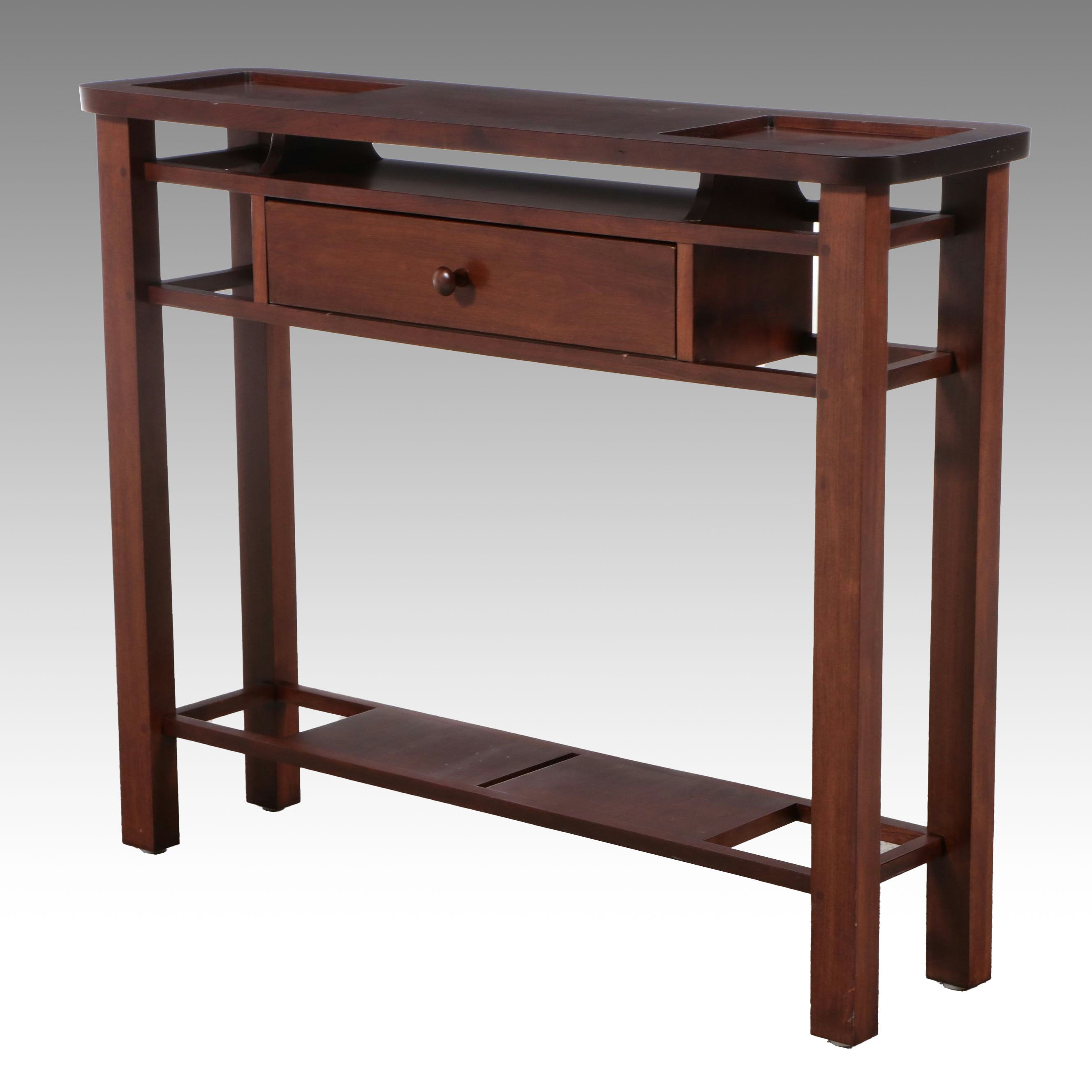 Modernist Style Walnut Hall Table