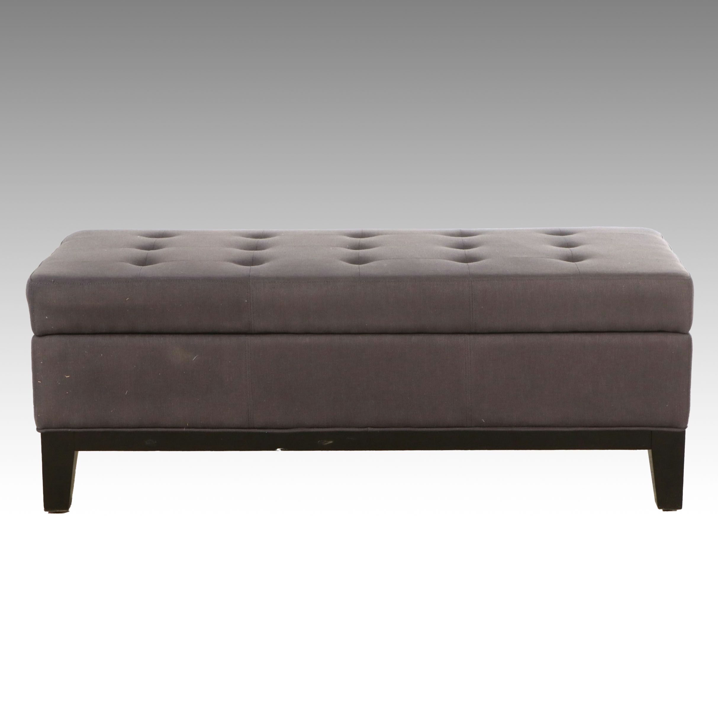 Contemporary Button-Tufted Fabric Upholstered Bench with Storage