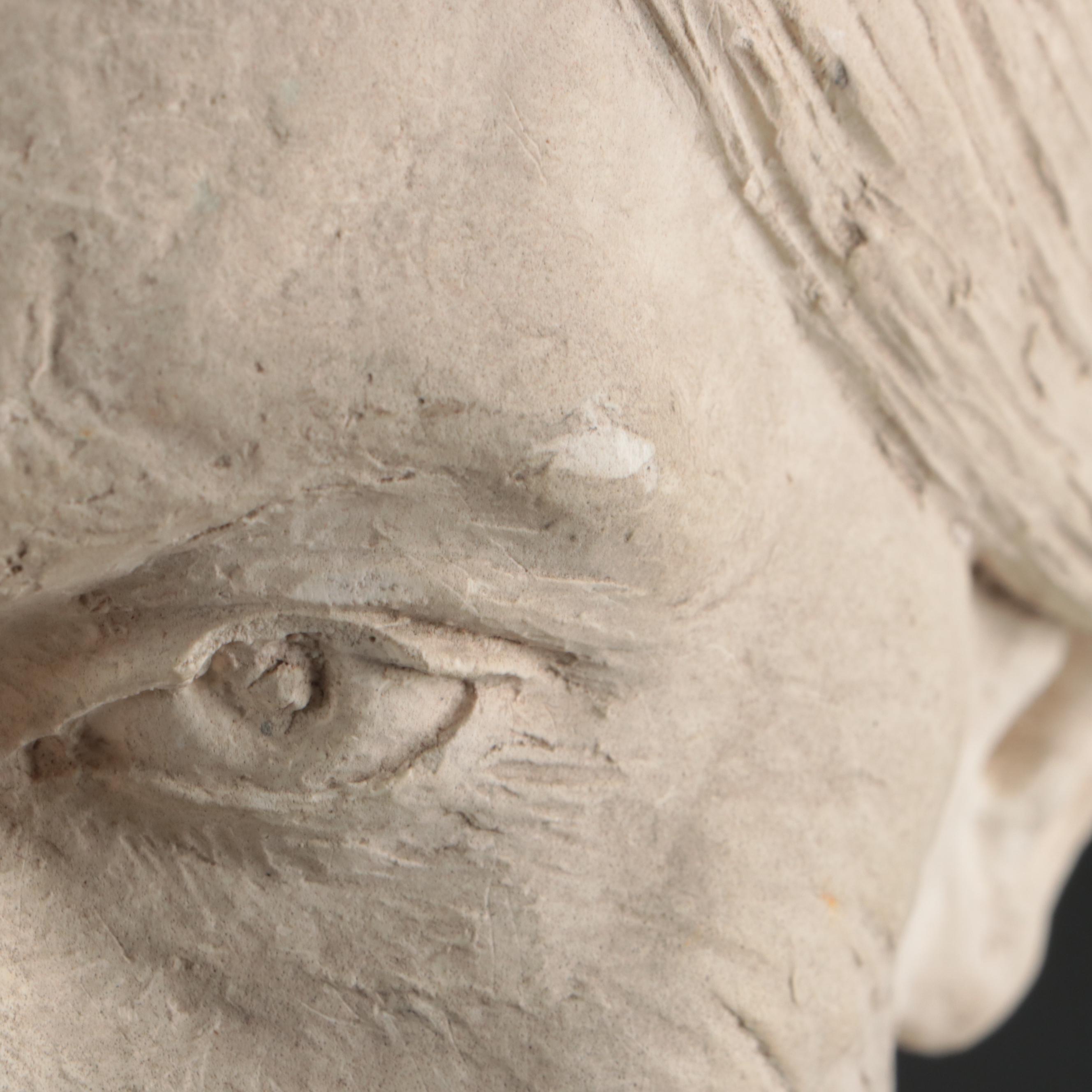 Artist Signed Plaster Bust of Elderly Woman, 1886