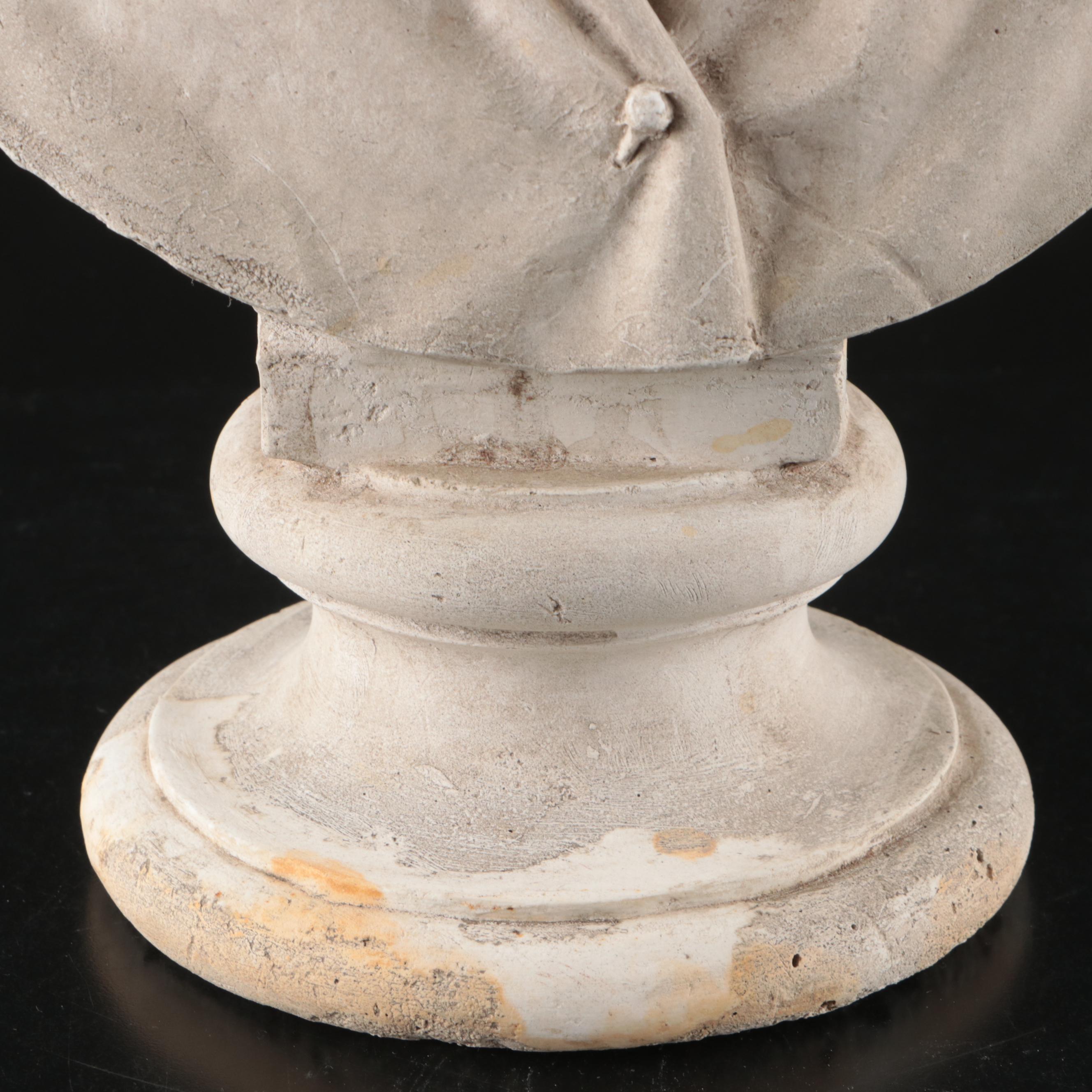 Artist Signed Plaster Bust of Elderly Woman, 1886