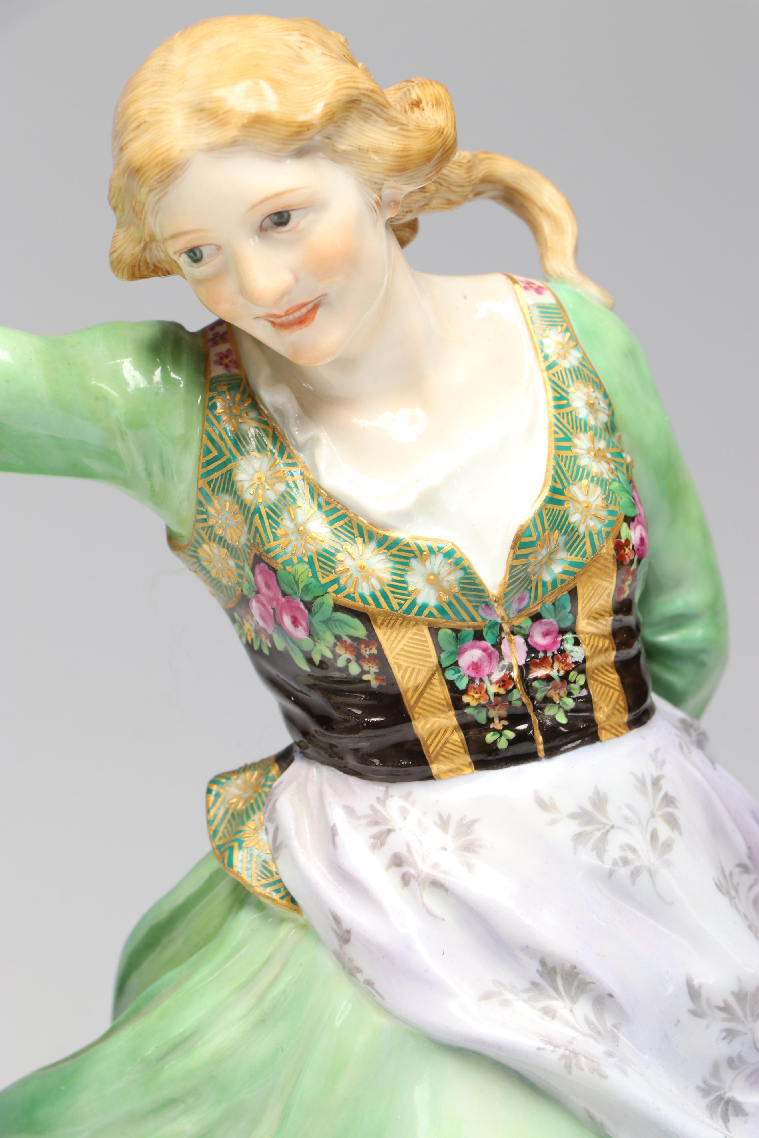 Antique Meissen Porcelain Figural Mantle Clock Designed by Paul Helmig