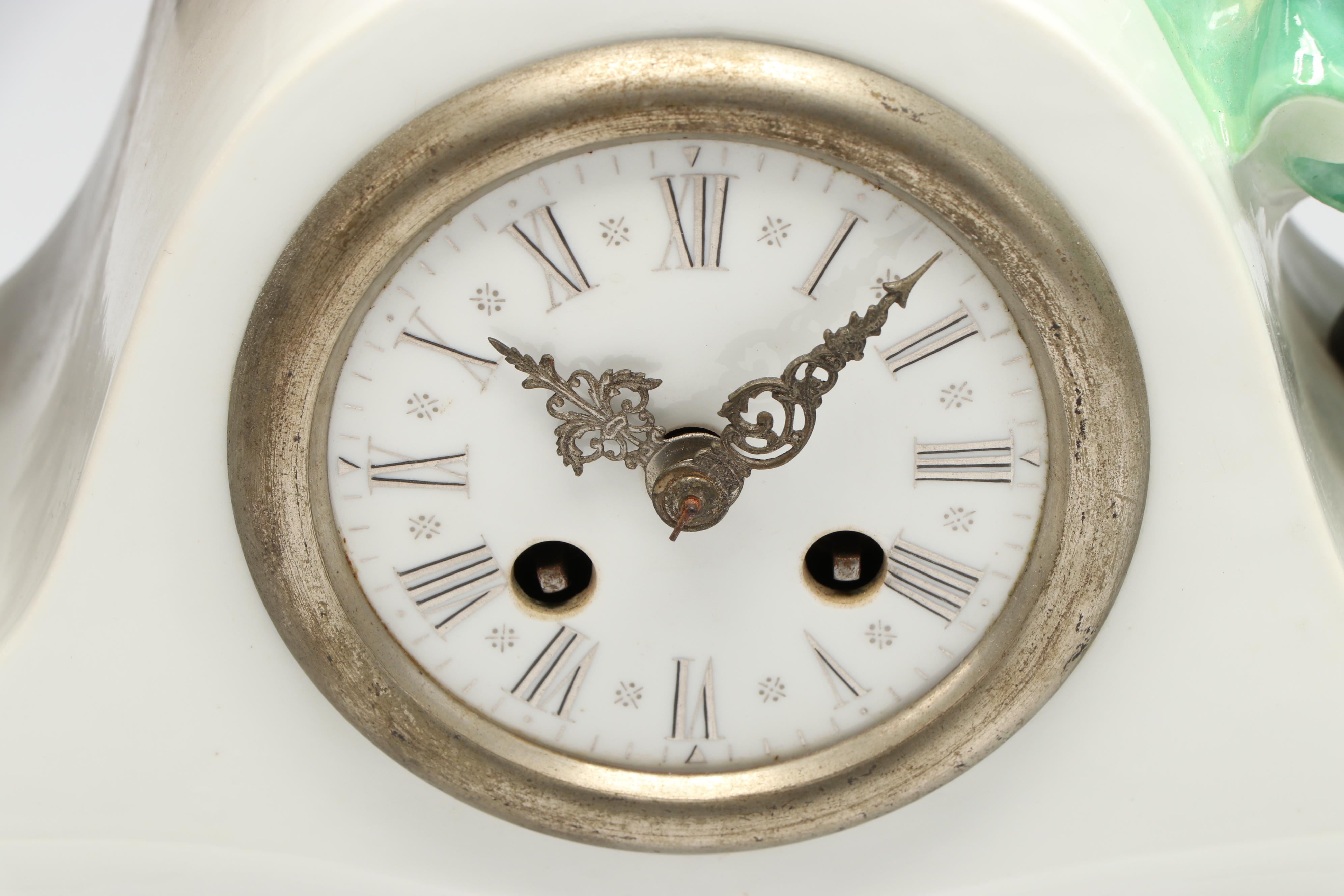 Antique Meissen Porcelain Figural Mantle Clock Designed by Paul Helmig