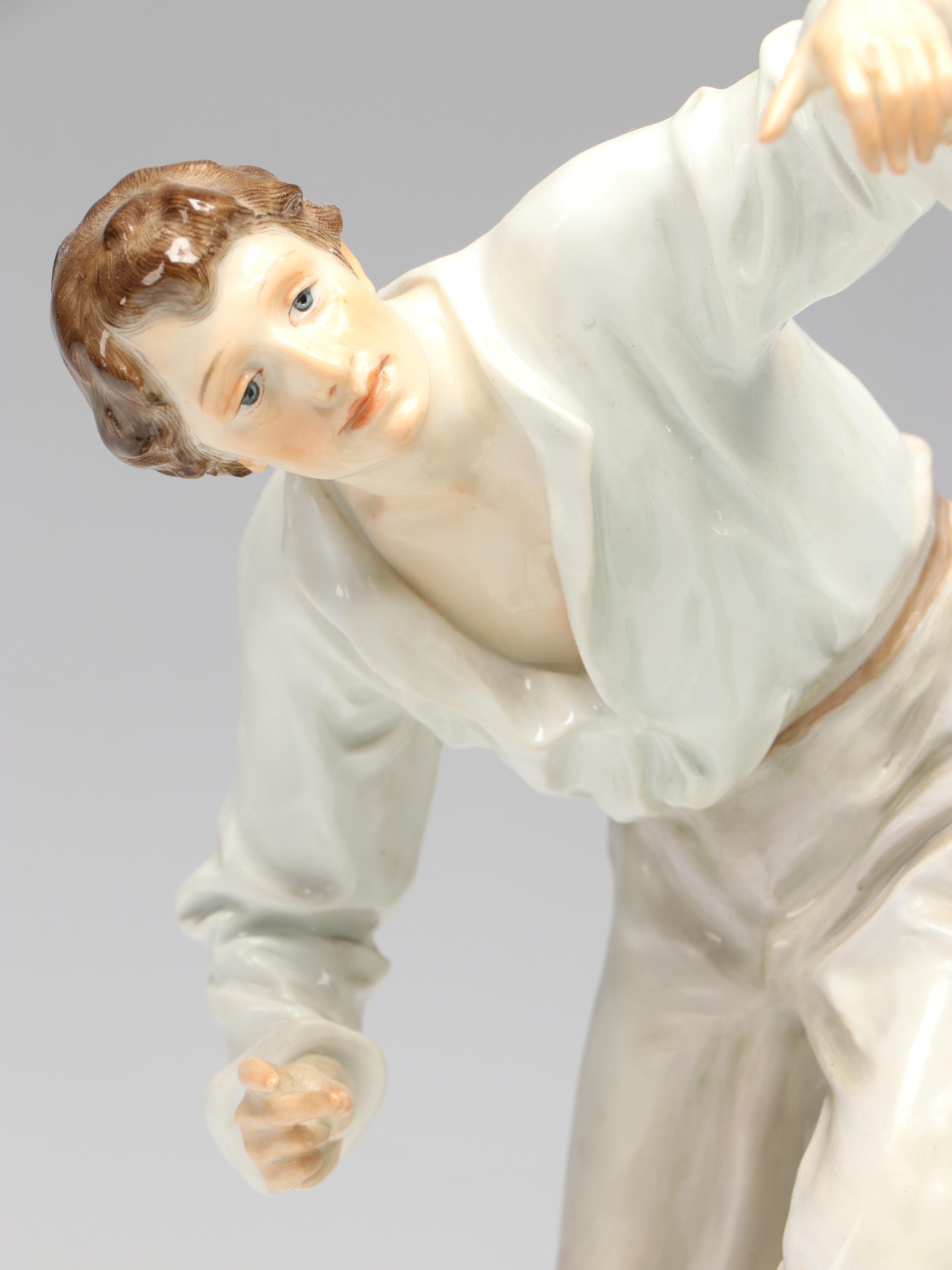 Antique Meissen Porcelain Figural Mantle Clock Designed by Paul Helmig