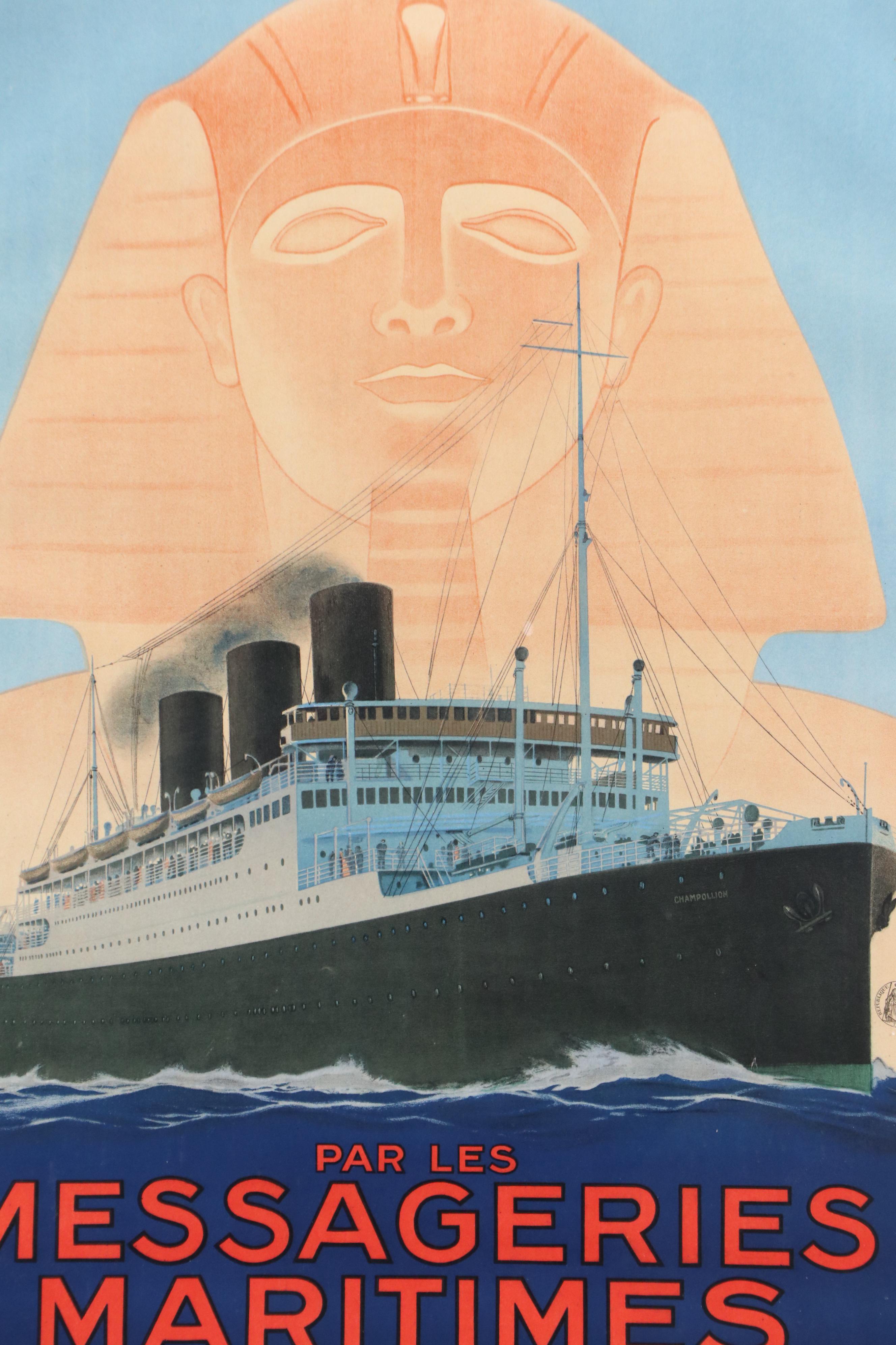 Sandy Hook Travel Poster "En Méditerranée par les Messageries Maritimes," C.1925