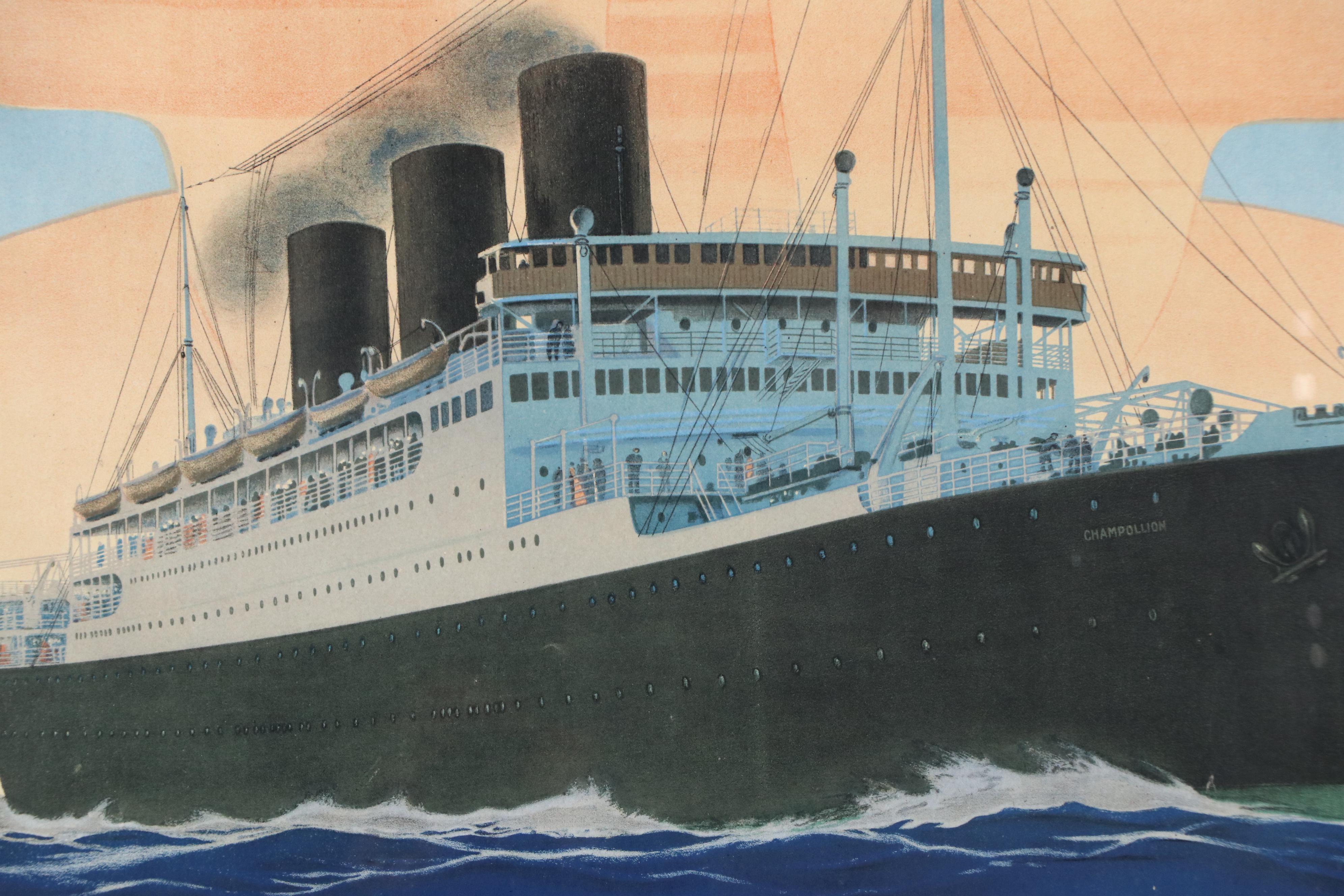 Sandy Hook Travel Poster "En Méditerranée par les Messageries Maritimes," C.1925