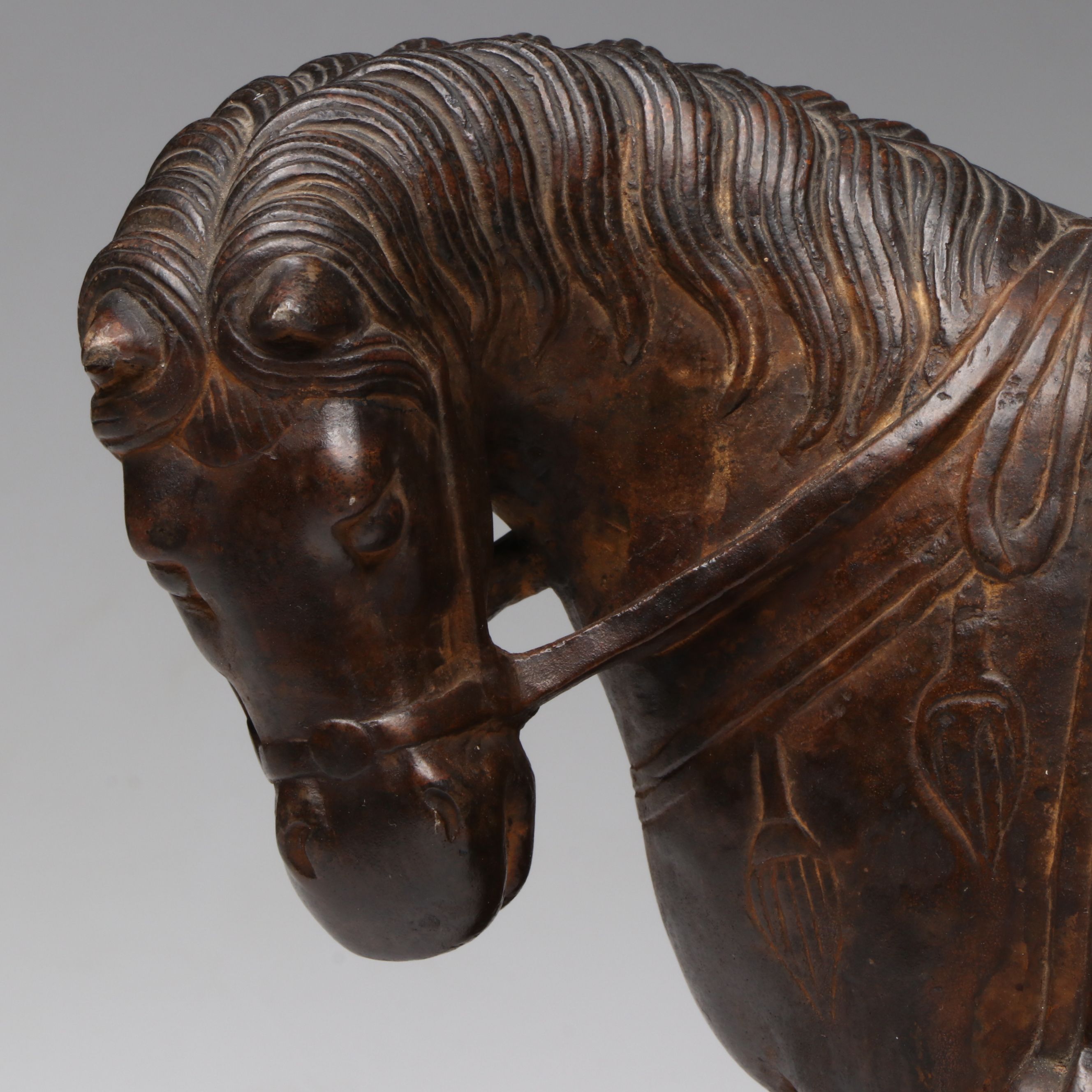 Chinese Soldier Mounting Horse Carved Stone Sculpture