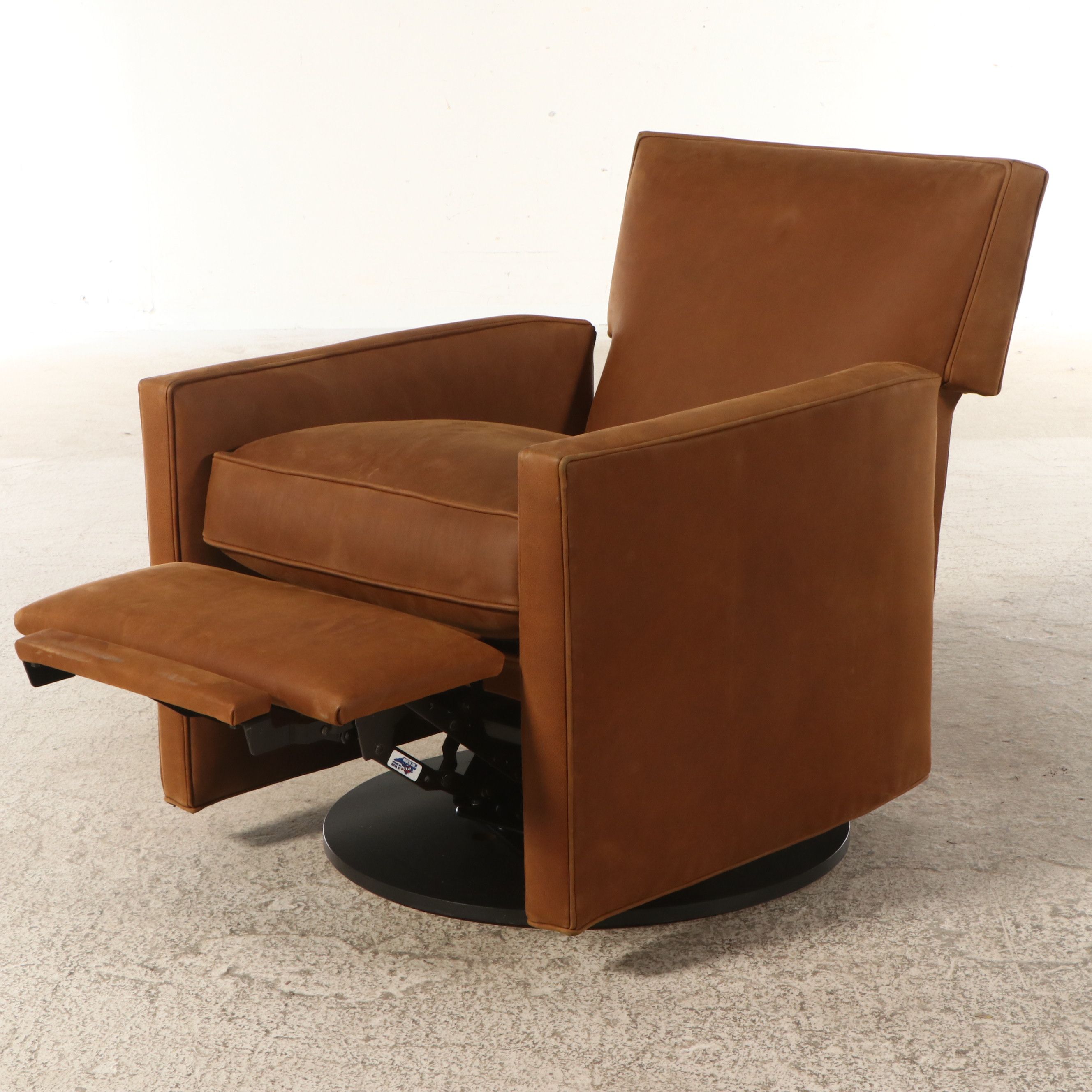 Arhaus Contemporary "Pecan" Leather Upholstered Recliner