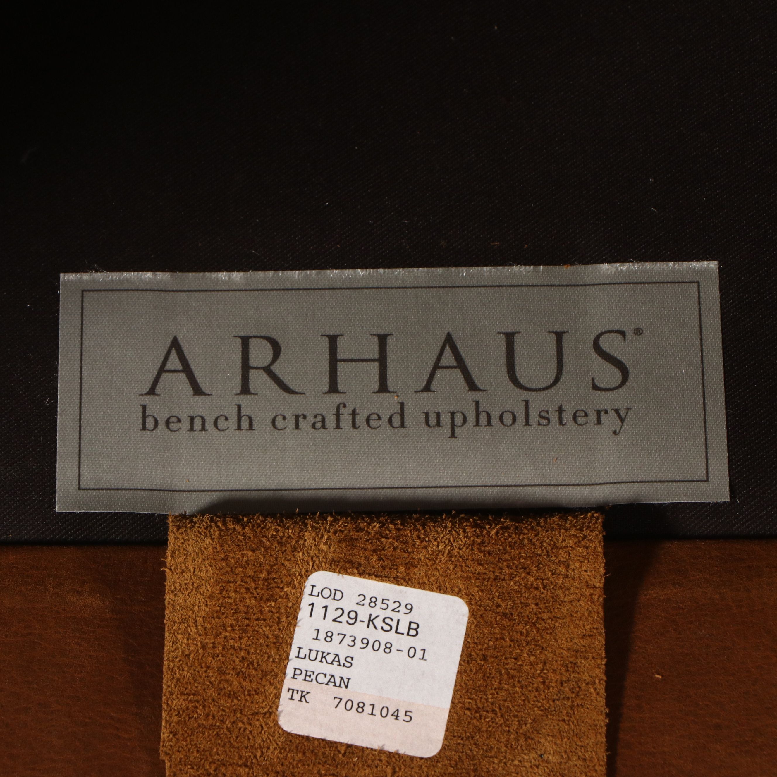 Arhaus Contemporary "Pecan" Leather Upholstered Recliner