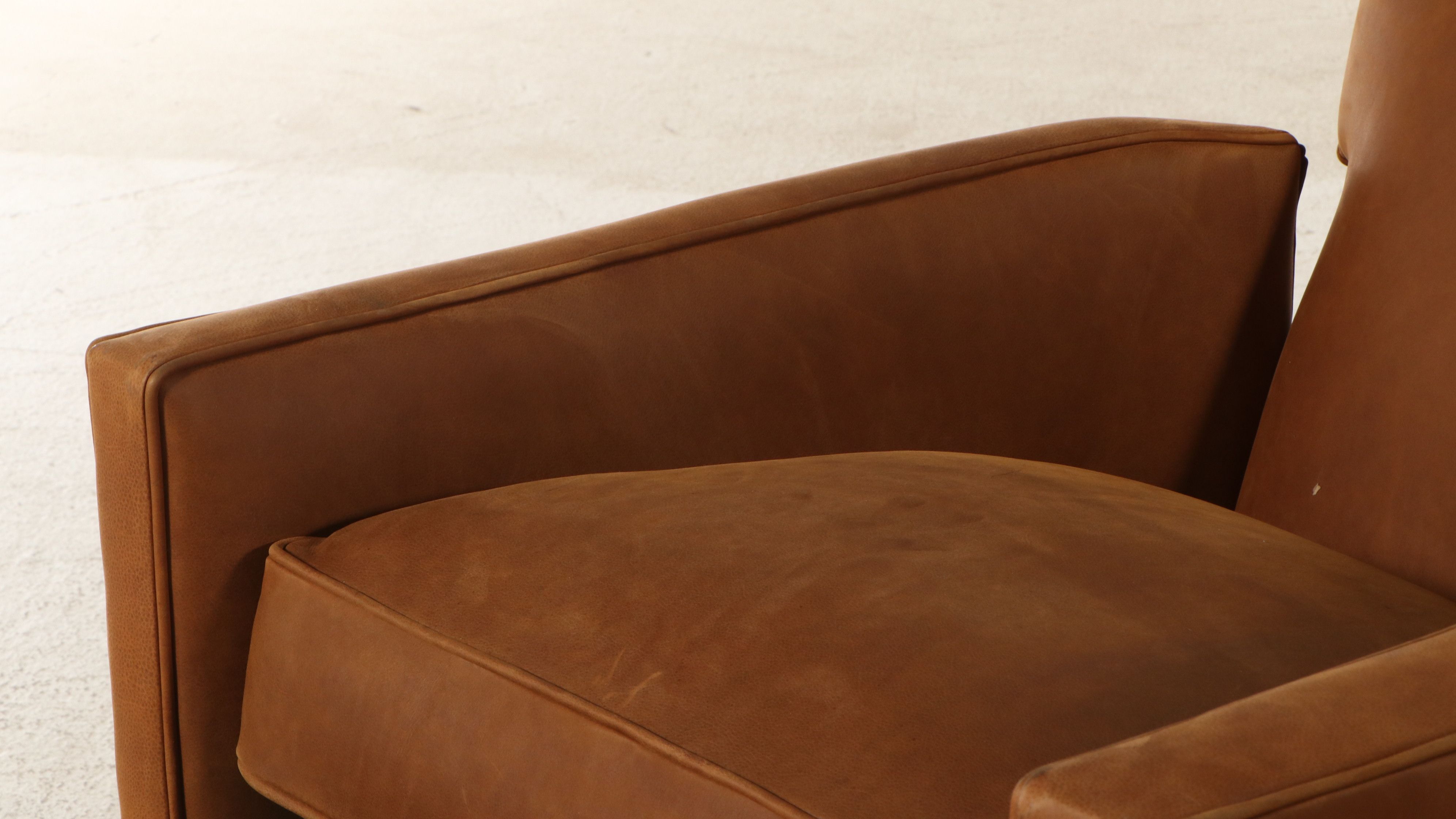 Arhaus Contemporary "Pecan" Leather Upholstered Recliner