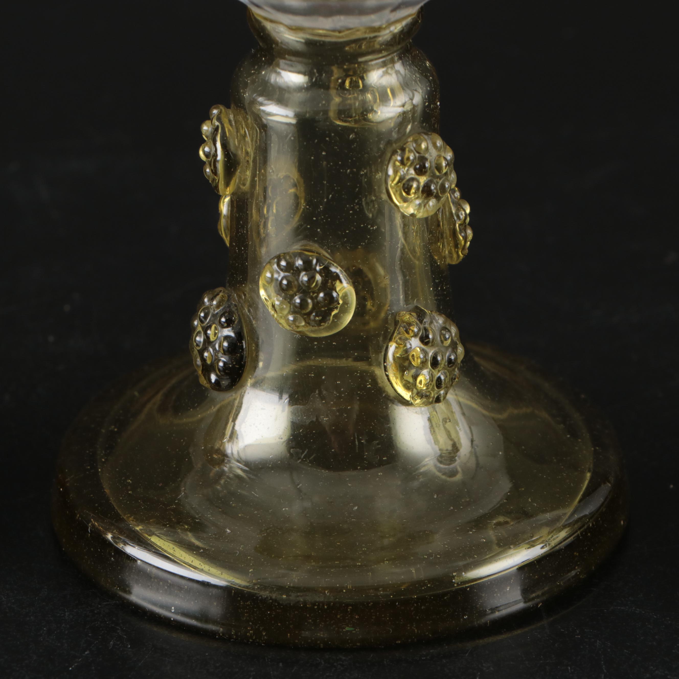 Olive Green Blown Glass Goblets, Mid to Late 20th Century