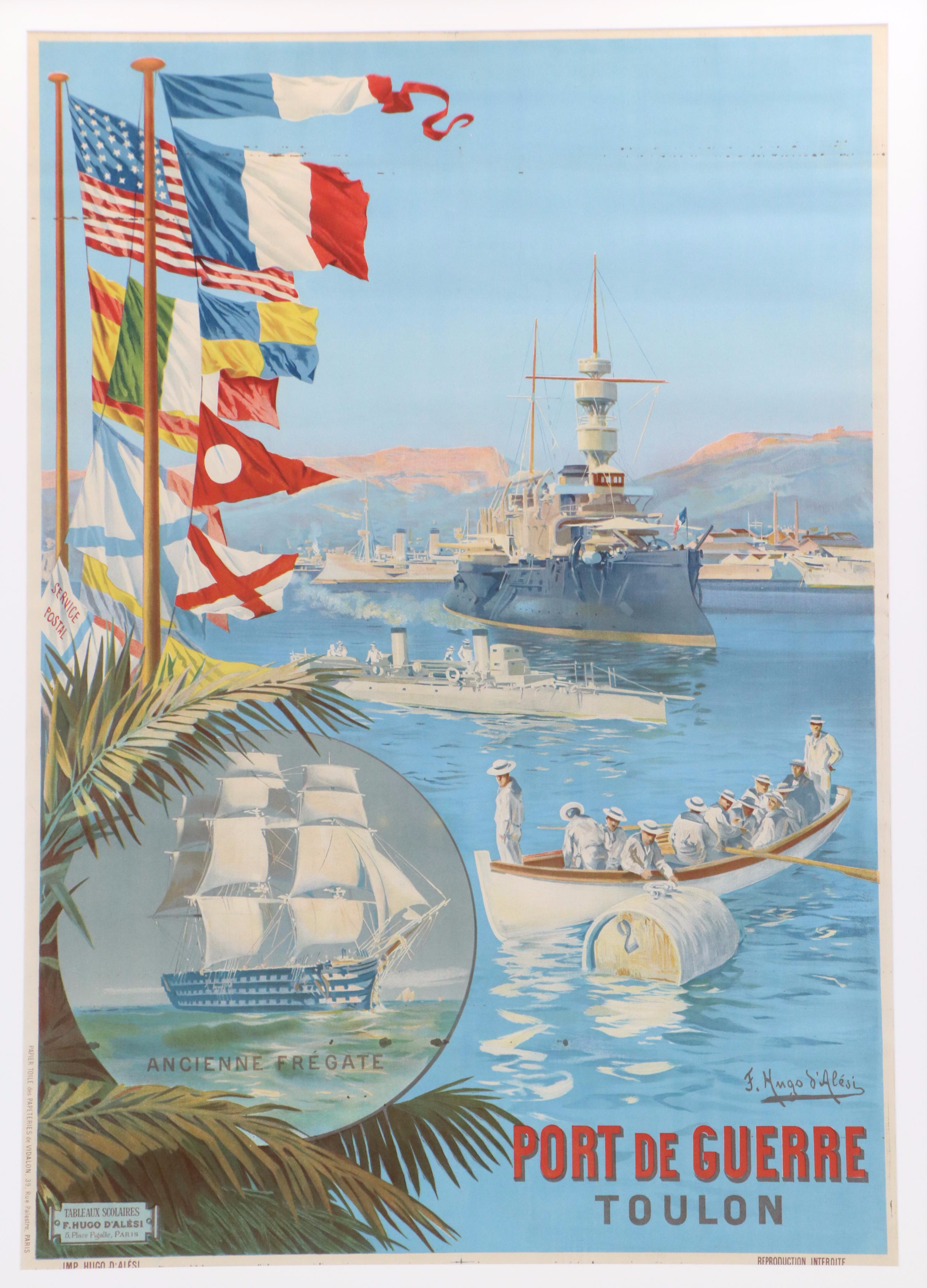 F. Hugo d'Alesi Lithograph Poster "Port de Guerre - Toulon," Early 20th Century