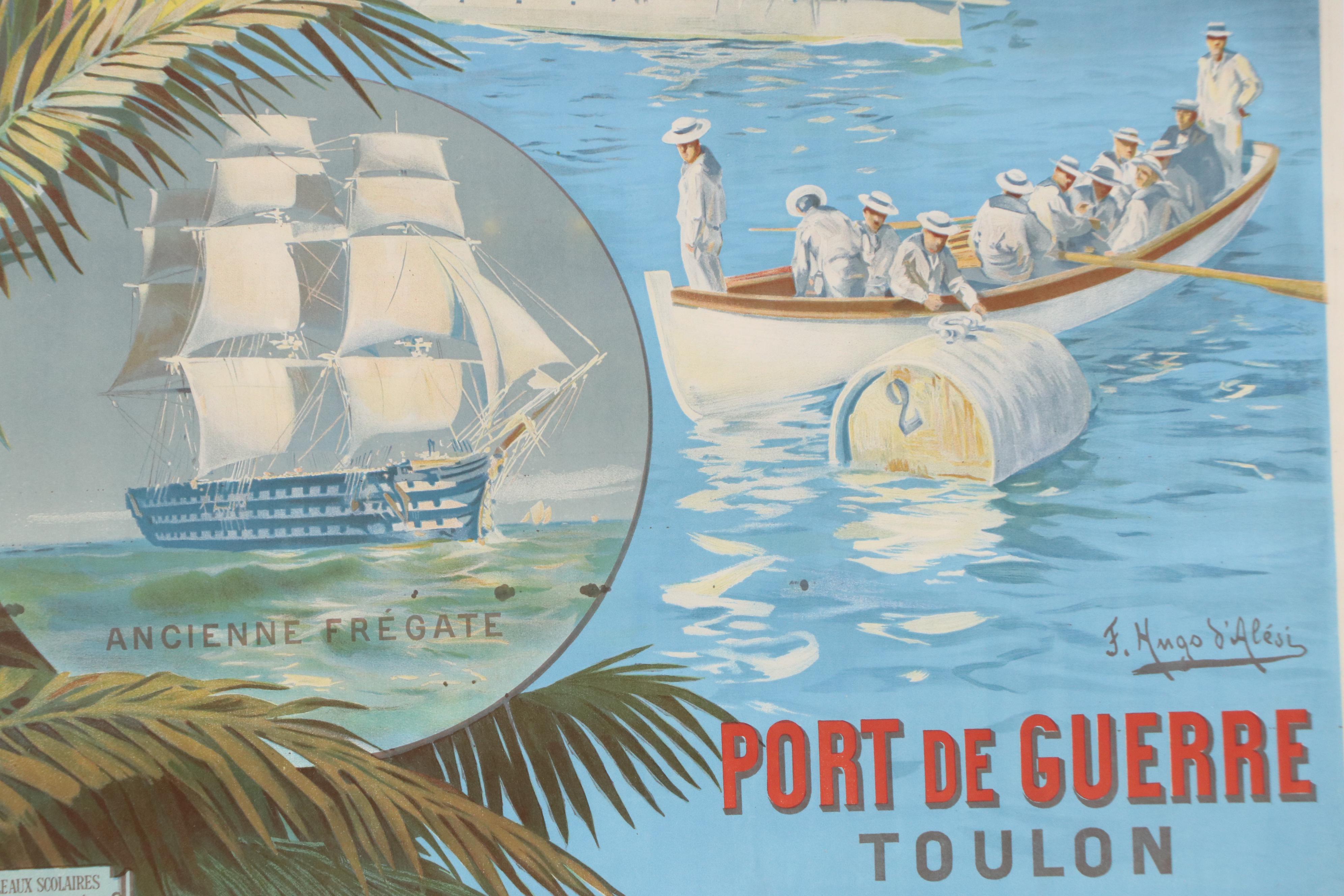 F. Hugo d'Alesi Lithograph Poster "Port de Guerre - Toulon," Early 20th Century