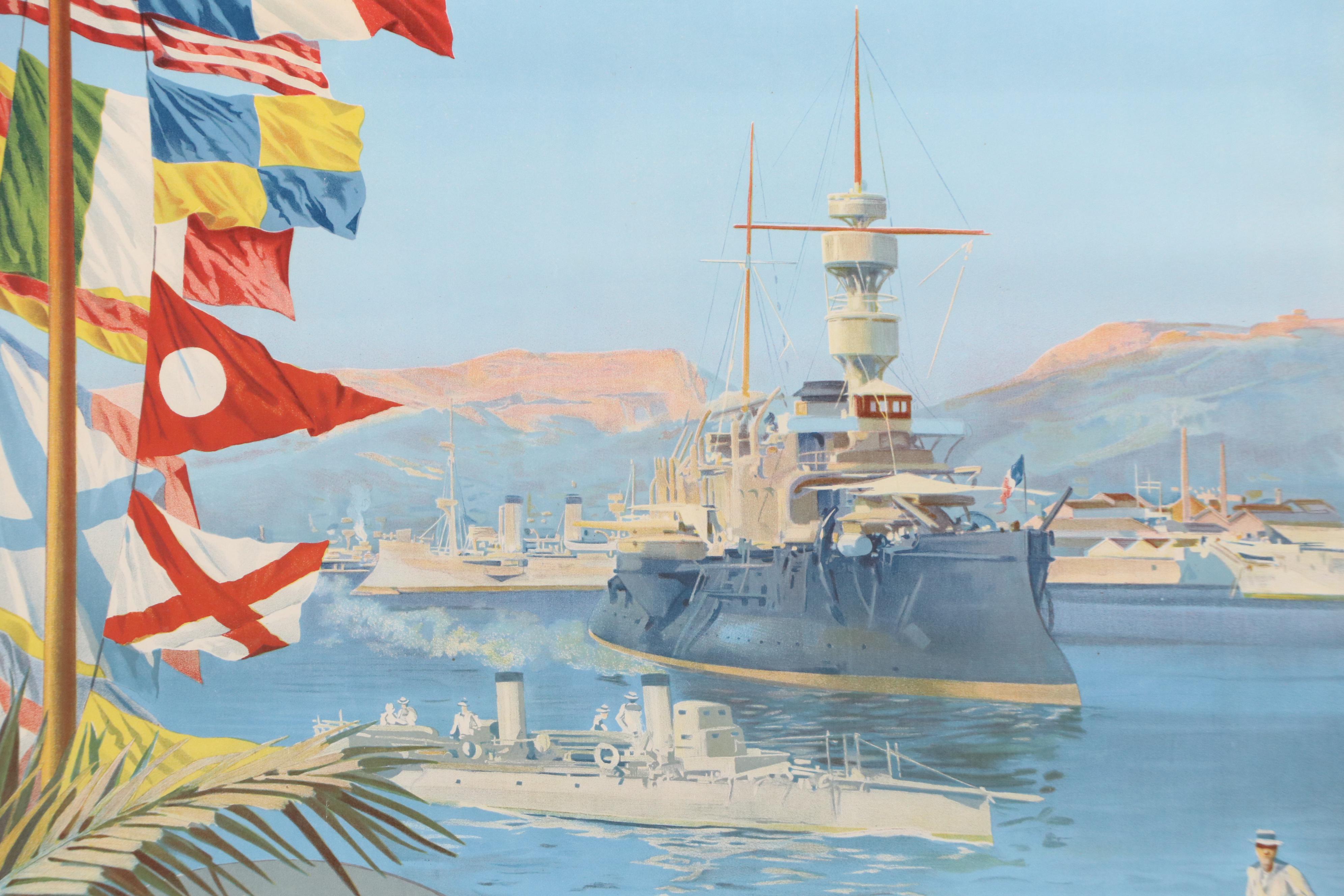 F. Hugo d'Alesi Lithograph Poster "Port de Guerre - Toulon," Early 20th Century