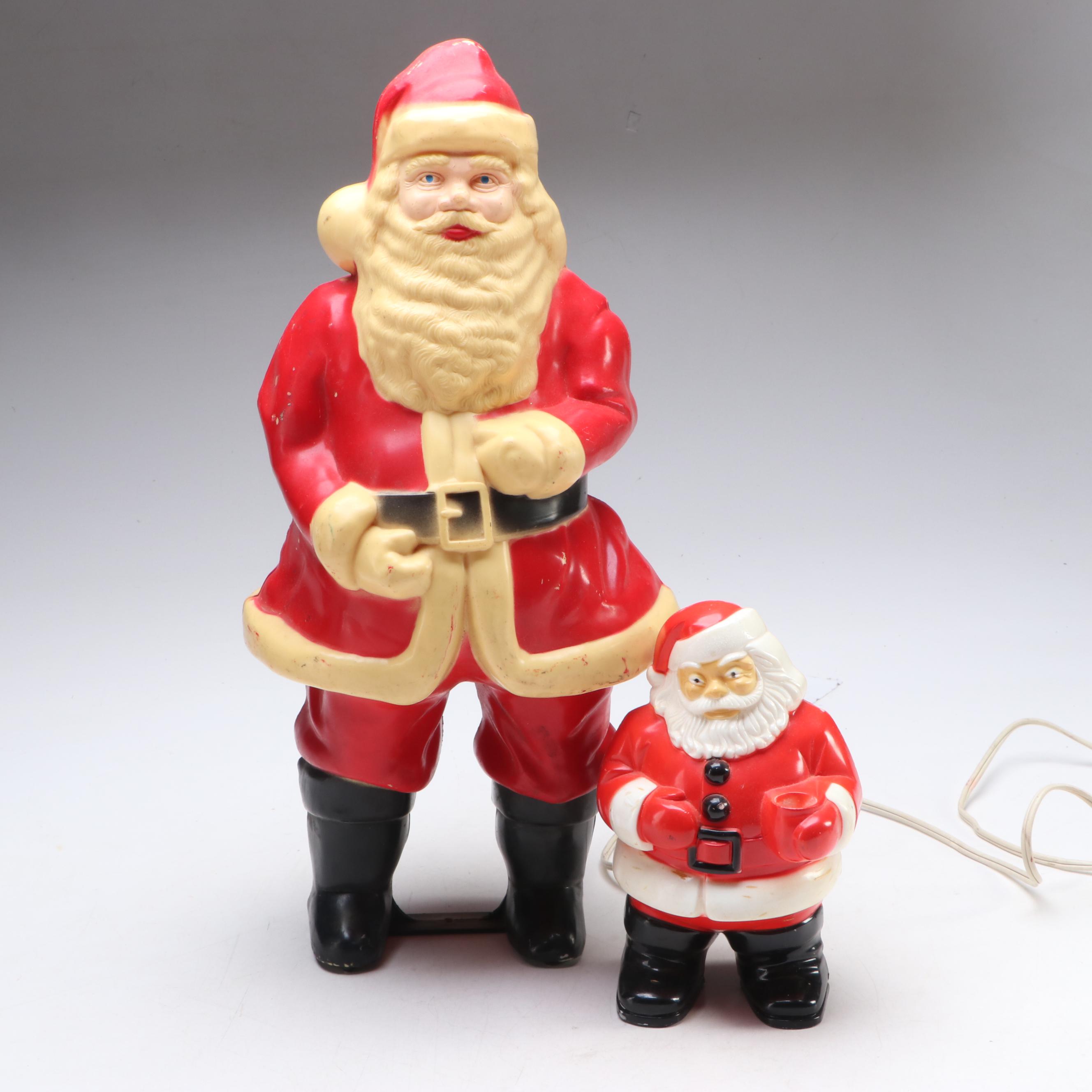 Santa Claus Plastic Blow Mold Figures, Mid to Late 20th Century