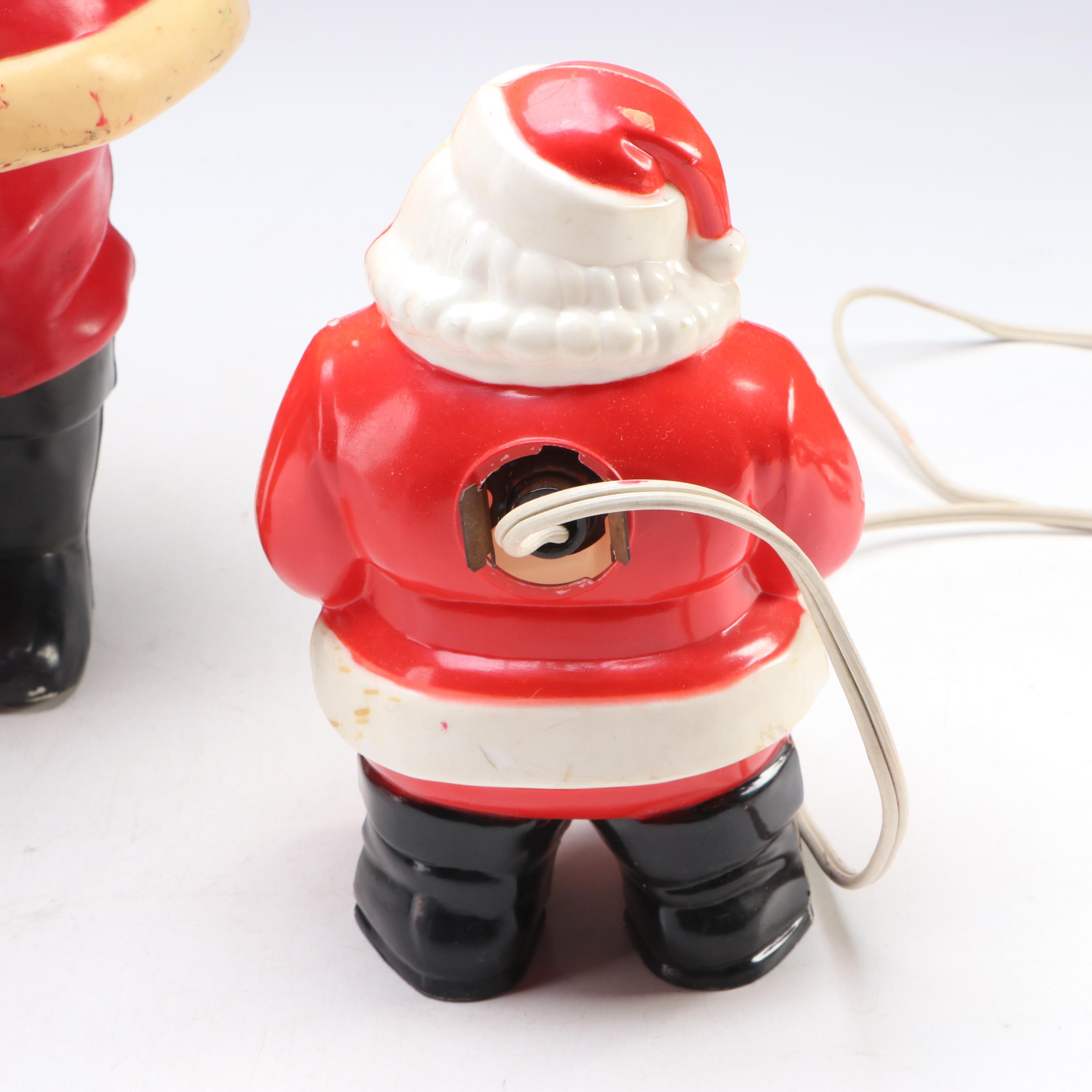 Santa Claus Plastic Blow Mold Figures, Mid to Late 20th Century