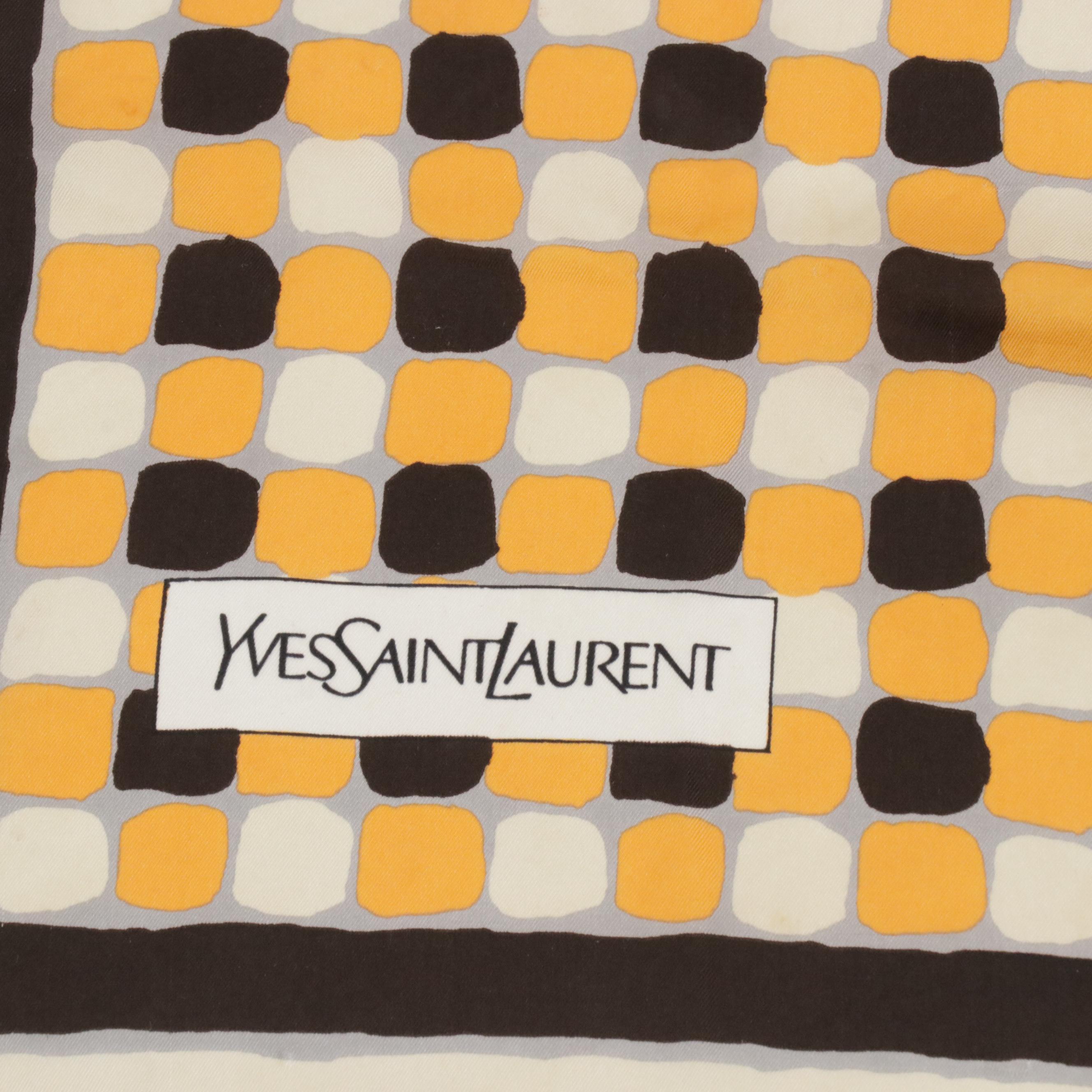 Yves Saint Laurent Geometric Scarf 70 in Silk Twill