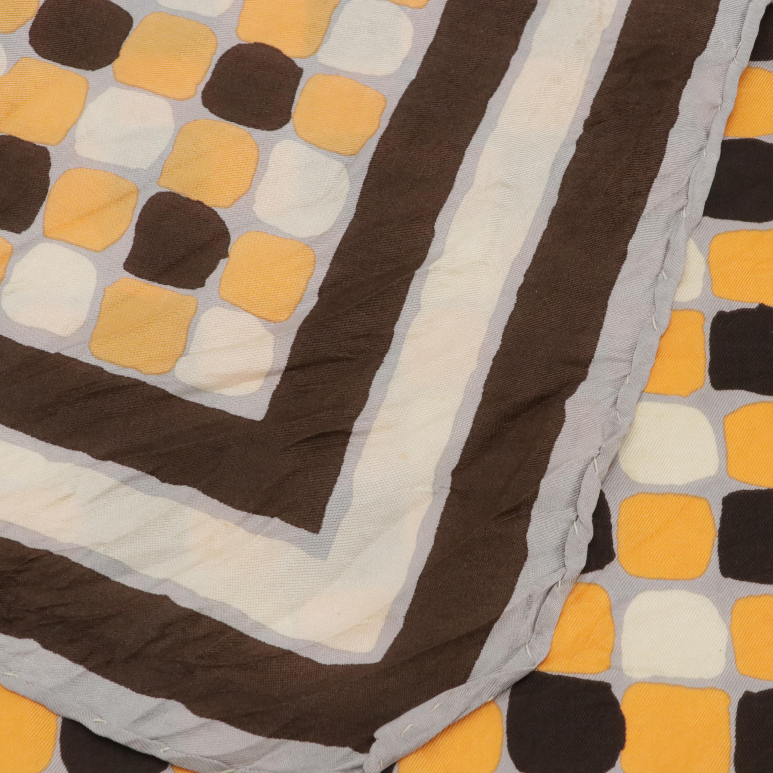 Yves Saint Laurent Geometric Scarf 70 in Silk Twill