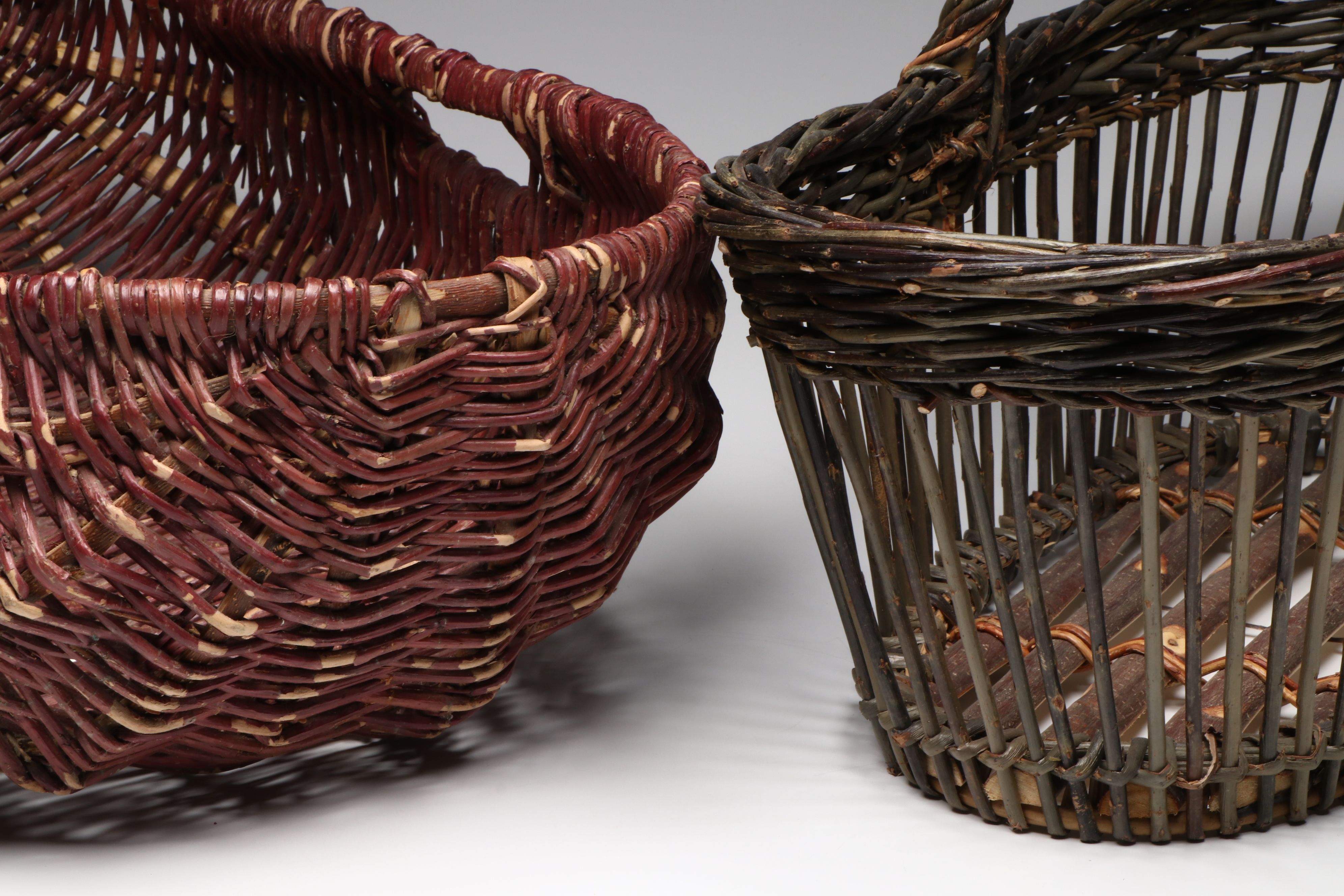 French and Dakota First Nations Crafted Willow Gathering and Baby Baskets
