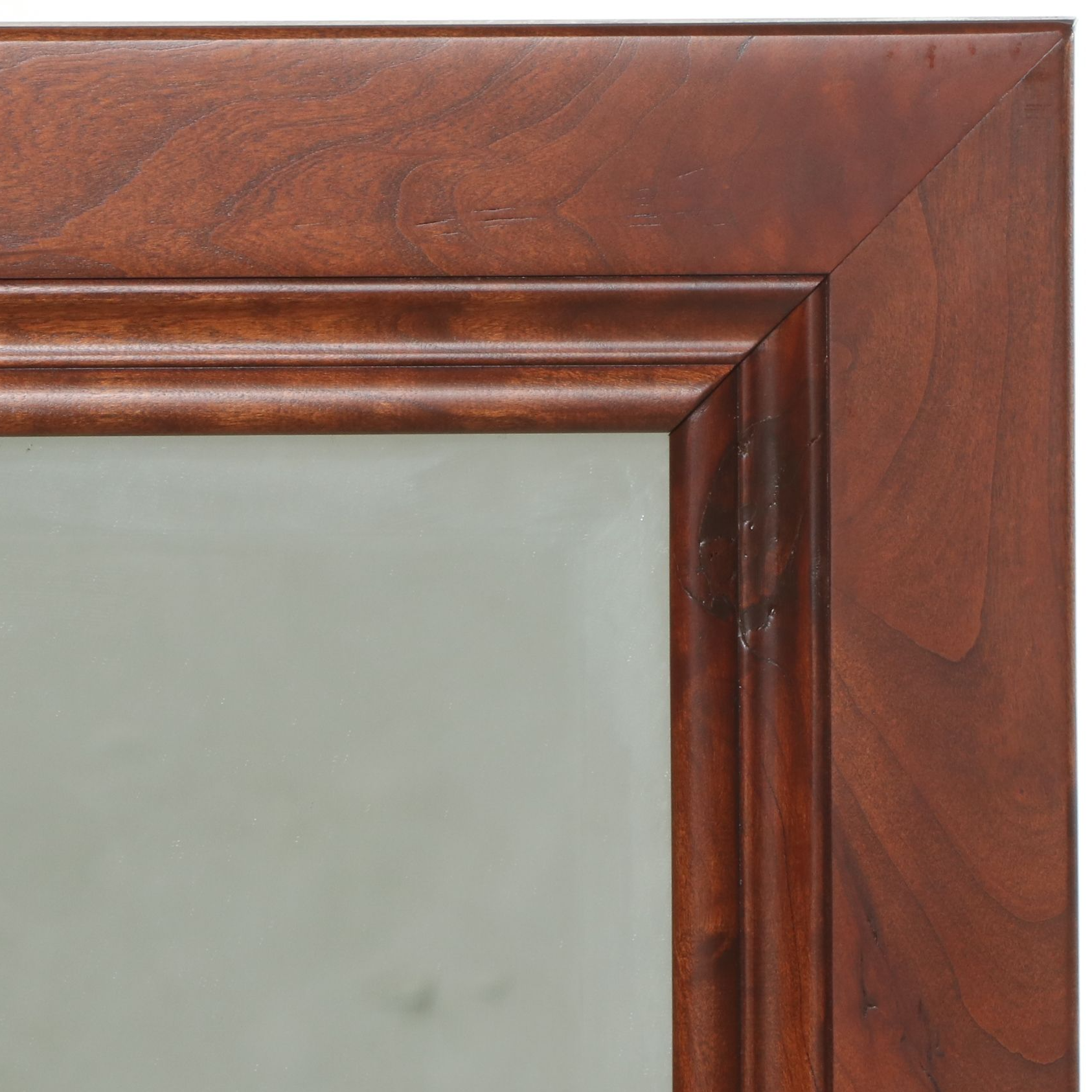 Mahogany Finish Wooden Frame Rectangular Wall Mirror