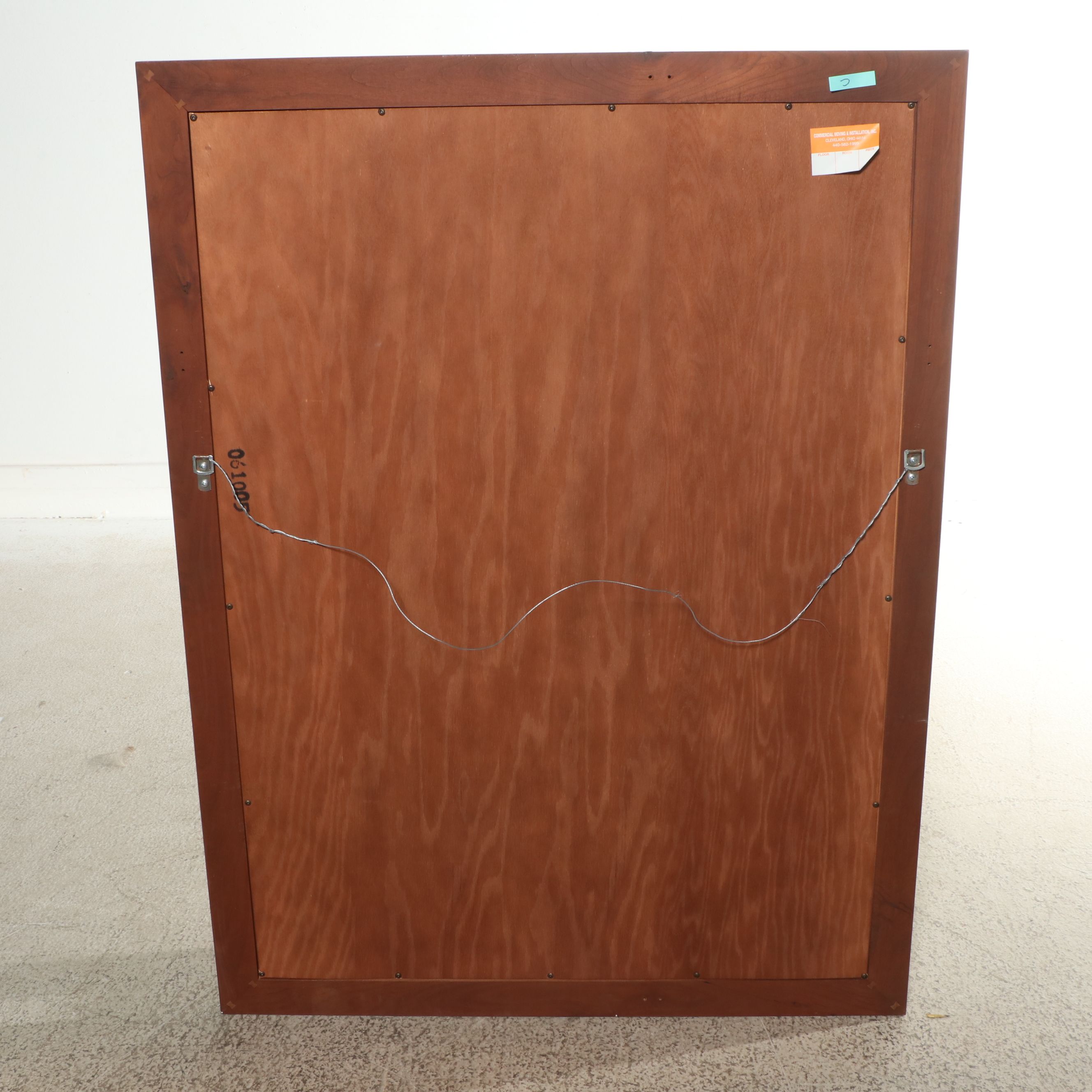 Mahogany Finish Wooden Frame Rectangular Wall Mirror