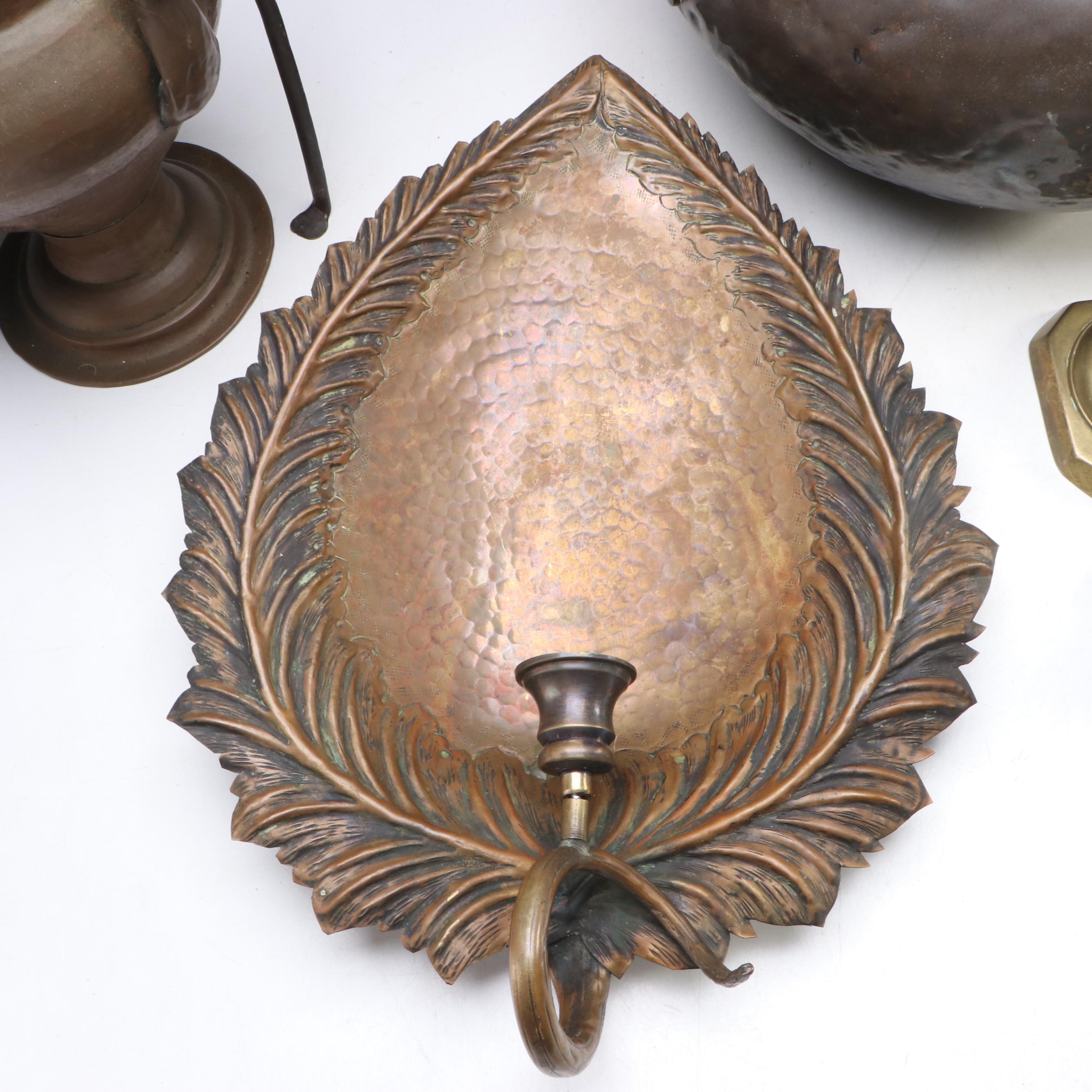 English Brass Candlesticks with Kettle and More, 18th to 19th Century