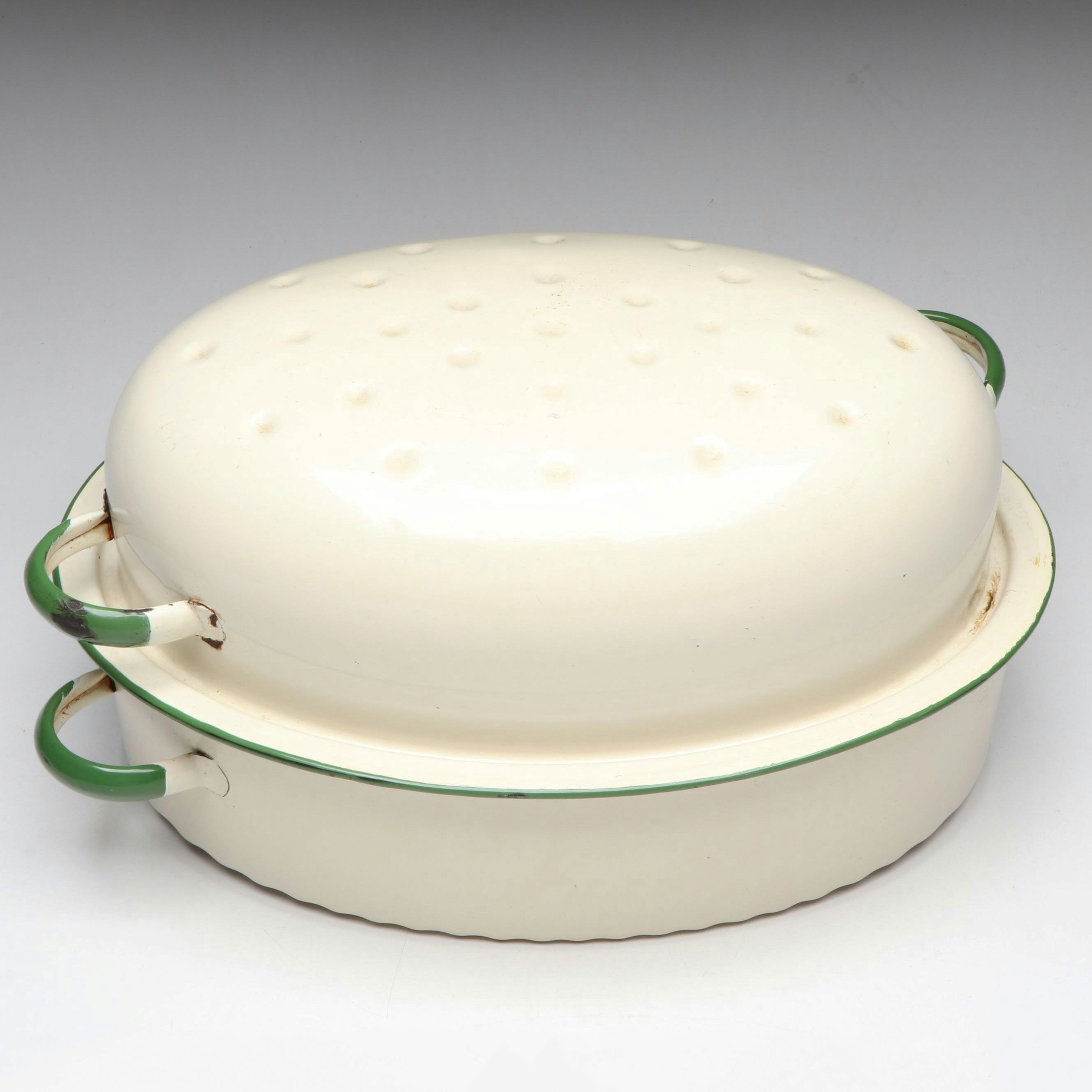 Art Deco Enameled Roasting Pan, Early to Mid-20th Century