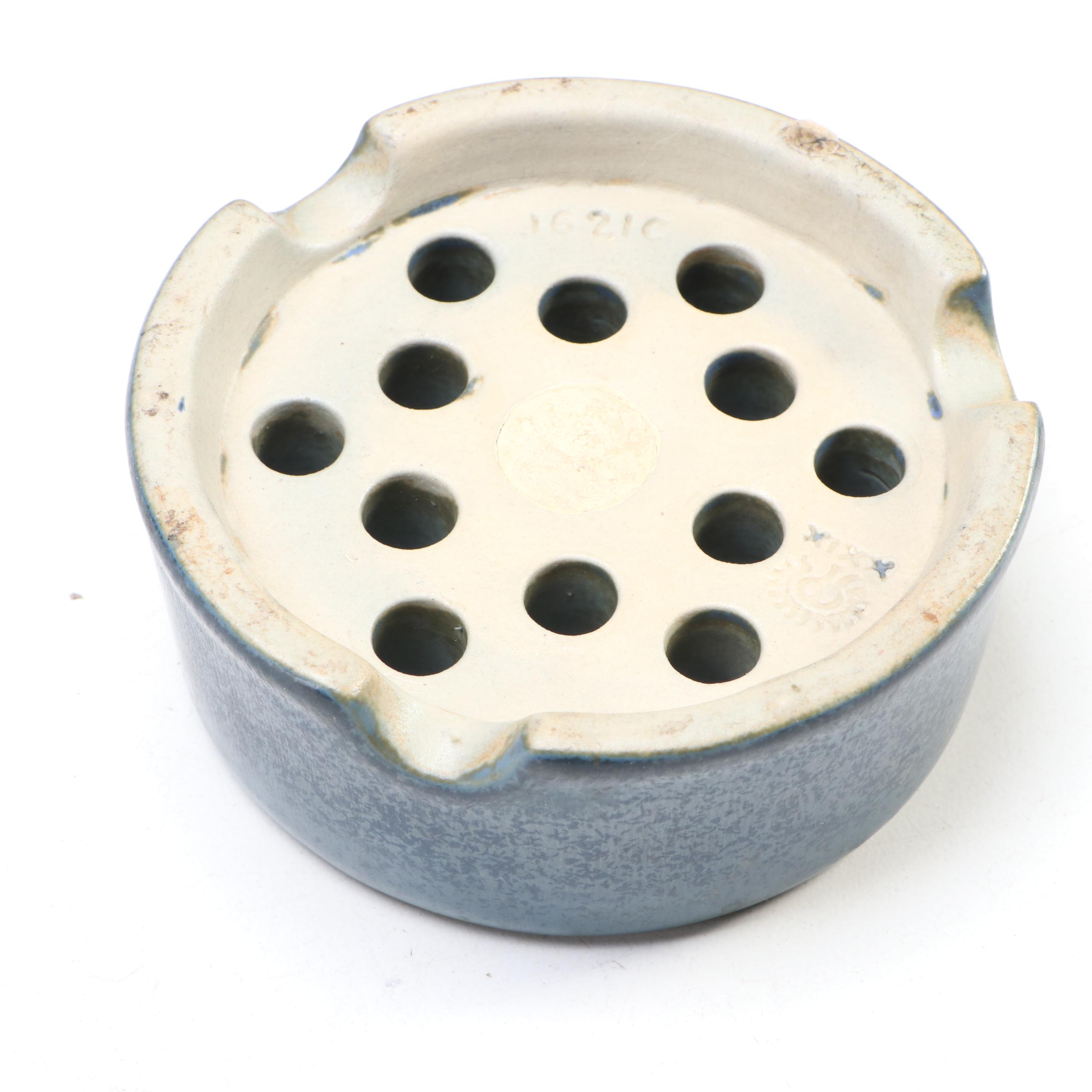 Rookwood Pottery Arts and Crafts Blue Console Bowl and Flower Frog