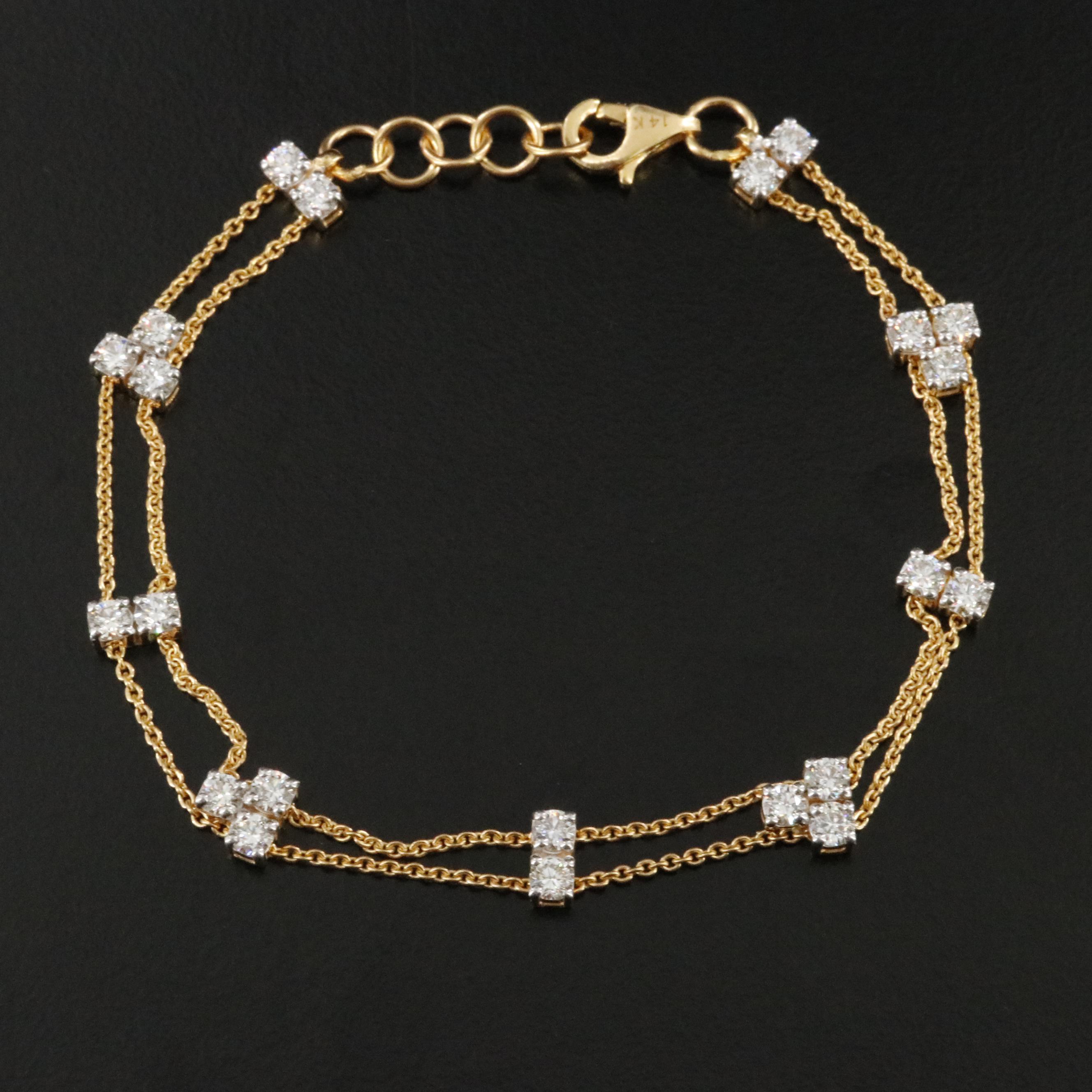 14K 1.80 CTW Diamond Station Bracelet