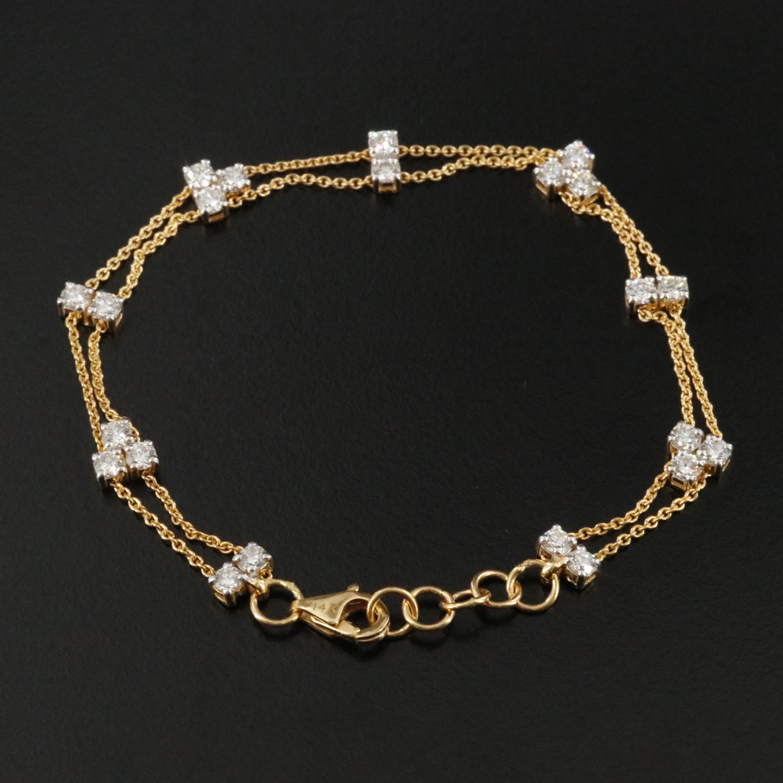 14K 1.80 CTW Diamond Station Bracelet