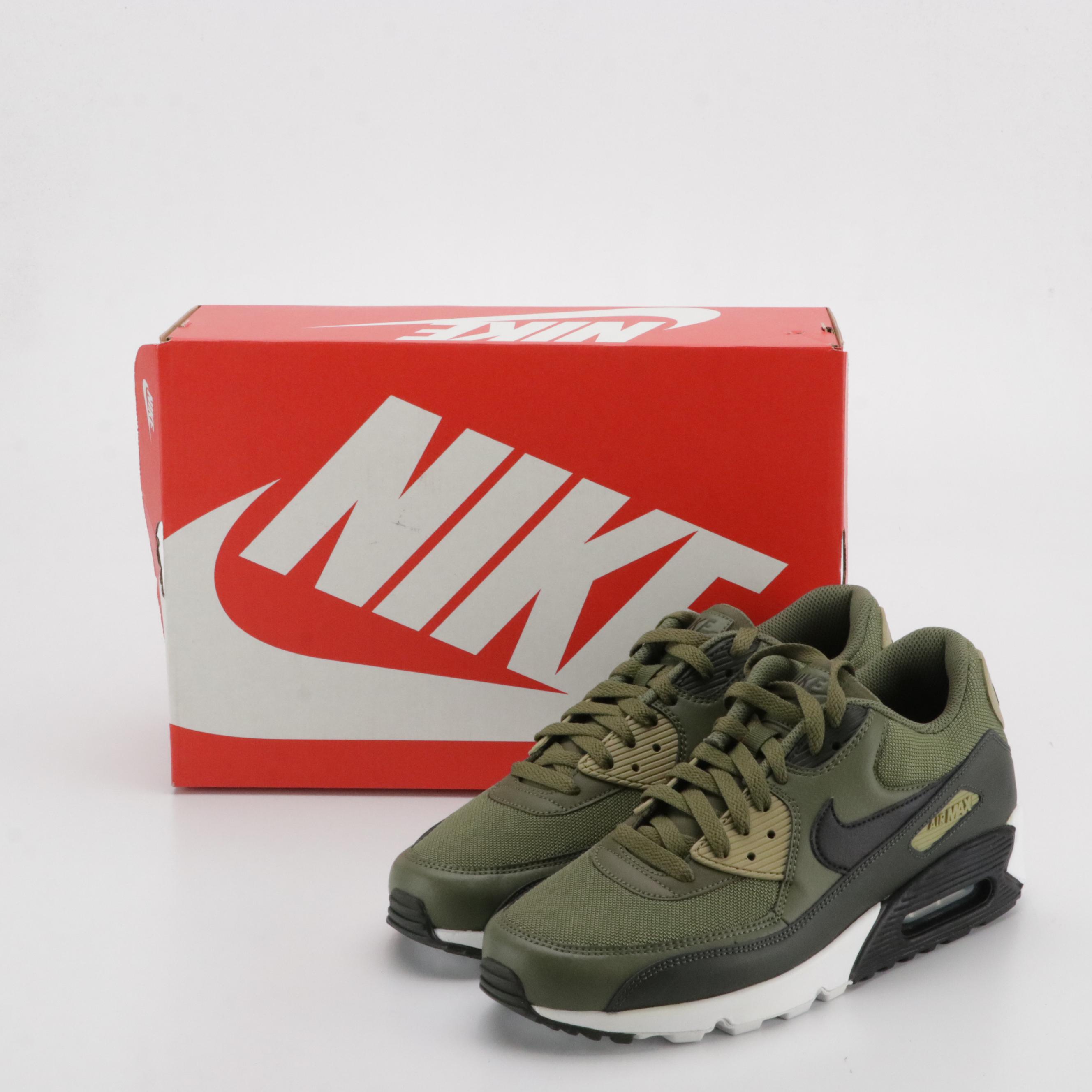Men's Nike Air Max 90 Essential Medium Olive/Black Sneakers, With Box